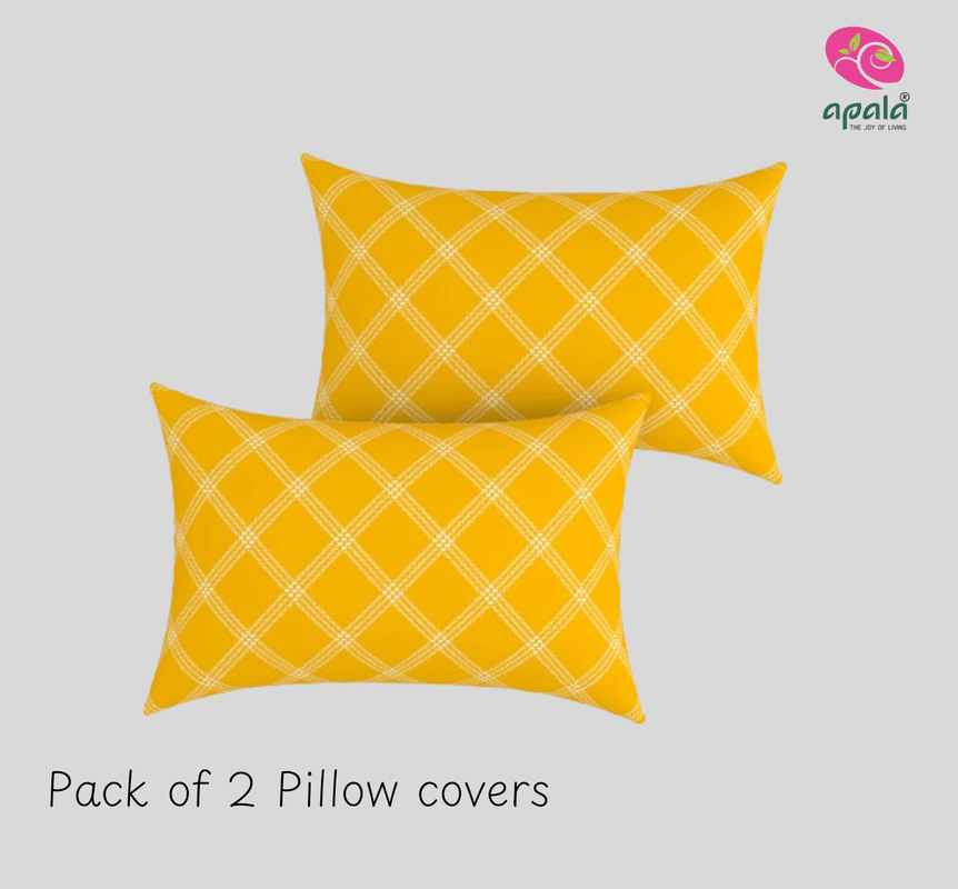 Apala - Pack of 2 Microfiber Geometric Standard Size Pillow Cover ( 68.58 cm(27) x 43.18 cm(17) ) - Yellow Apala - Pack of 2 Microfiber Geometric Standard Size Pillow Cover ( 68.58 cm(27) x 43.18 cm(17) ) - Yellow