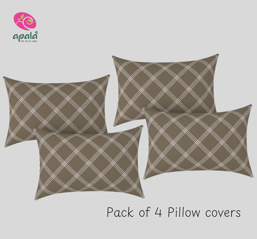 Apala - Pack of 4 Microfiber Geometric Standard Size Pillow Cover ( 68.58 cm(27) x 43.18 cm(17) ) - Beige Apala - Pack of 4 Microfiber Geometric Standard Size Pillow Cover ( 68.58 cm(27) x 43.18 cm(17) ) - Beige
