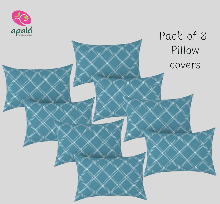     			Apala - Pack of 8 Microfiber Geometric Standard Size Pillow Cover ( 68.58 cm(27) x 43.18 cm(17) ) - Blue