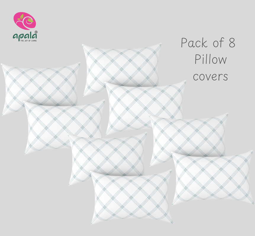 Apala - Pack of 8 Microfiber Geometric Standard Size Pillow Cover ( 68.58 cm(27) x 43.18 cm(17) ) - White Apala - Pack of 8 Microfiber Geometric Standard Size Pillow Cover ( 68.58 cm(27) x 43.18 cm(17) ) - White