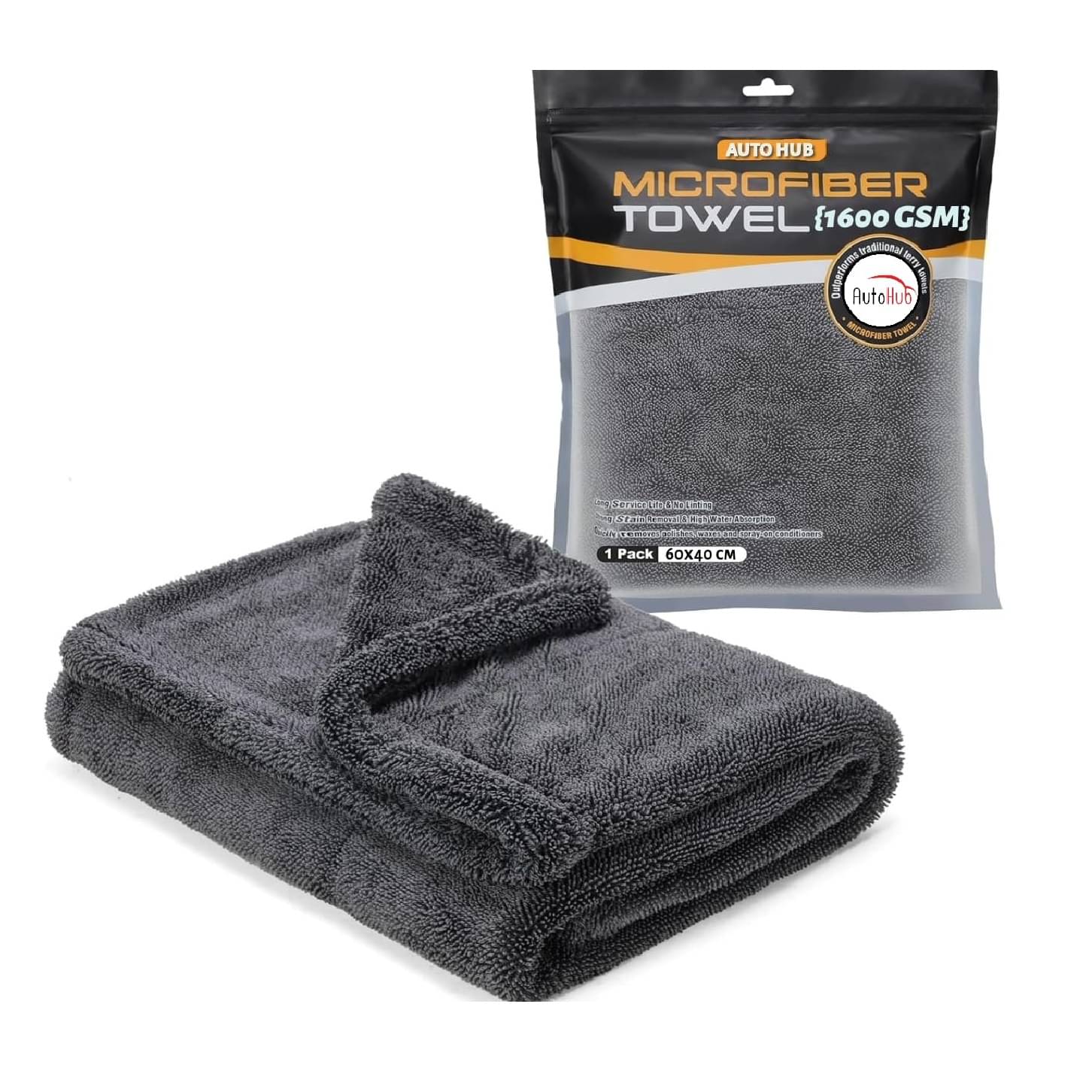     			Auto Hub Grey 1600 GSM Microfiber Cloth For Automobile ( Pack of 1 )