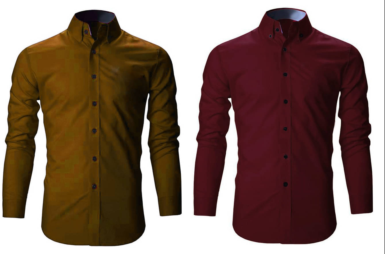     			Bluedove Cotton Blend Regular Fit Solids Full Sleeves Men's Casual Shirt - Brown ( Pack of 2 )