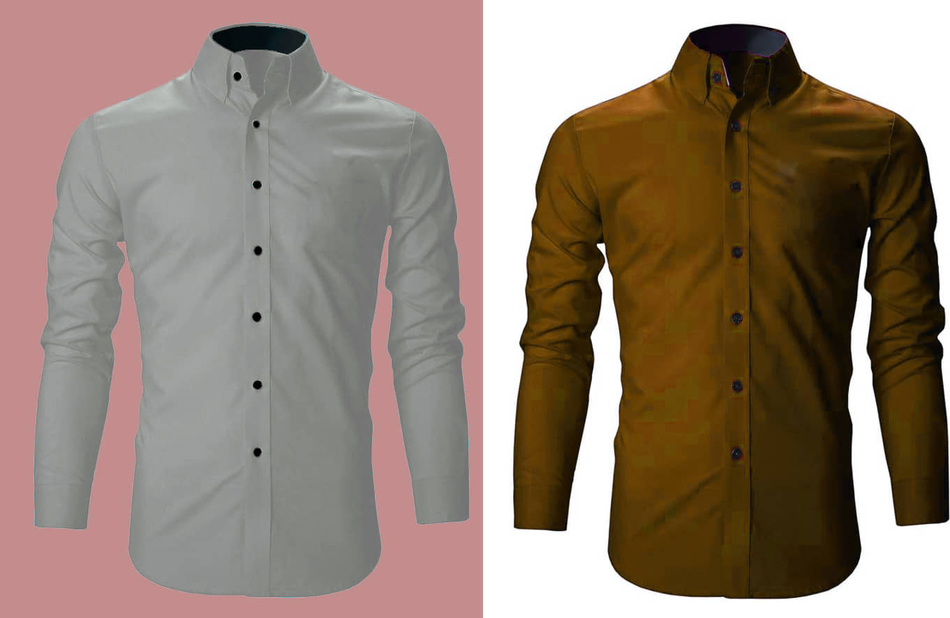 Bluedove Cotton Blend Regular Fit Solids Full Sleeves Men's Casual Shirt - Grey ( Pack of 2 )