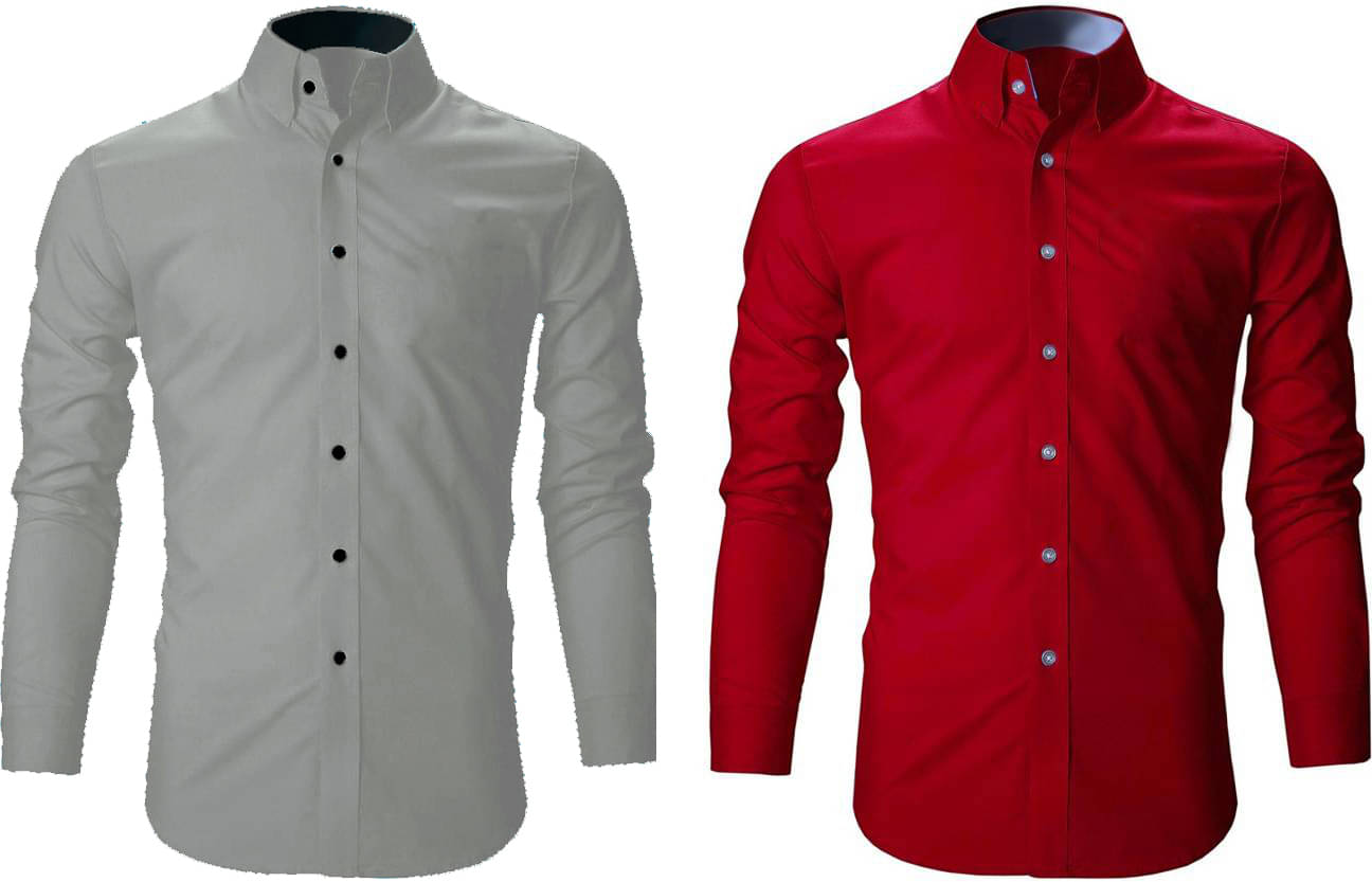 Bluedove Cotton Blend Regular Fit Solids Full Sleeves Men's Casual Shirt - Red ( Pack of 2 ) Bluedove Cotton Blend Regular Fit Solids Full Sleeves Men's Casual Shirt - Red ( Pack of 2 )