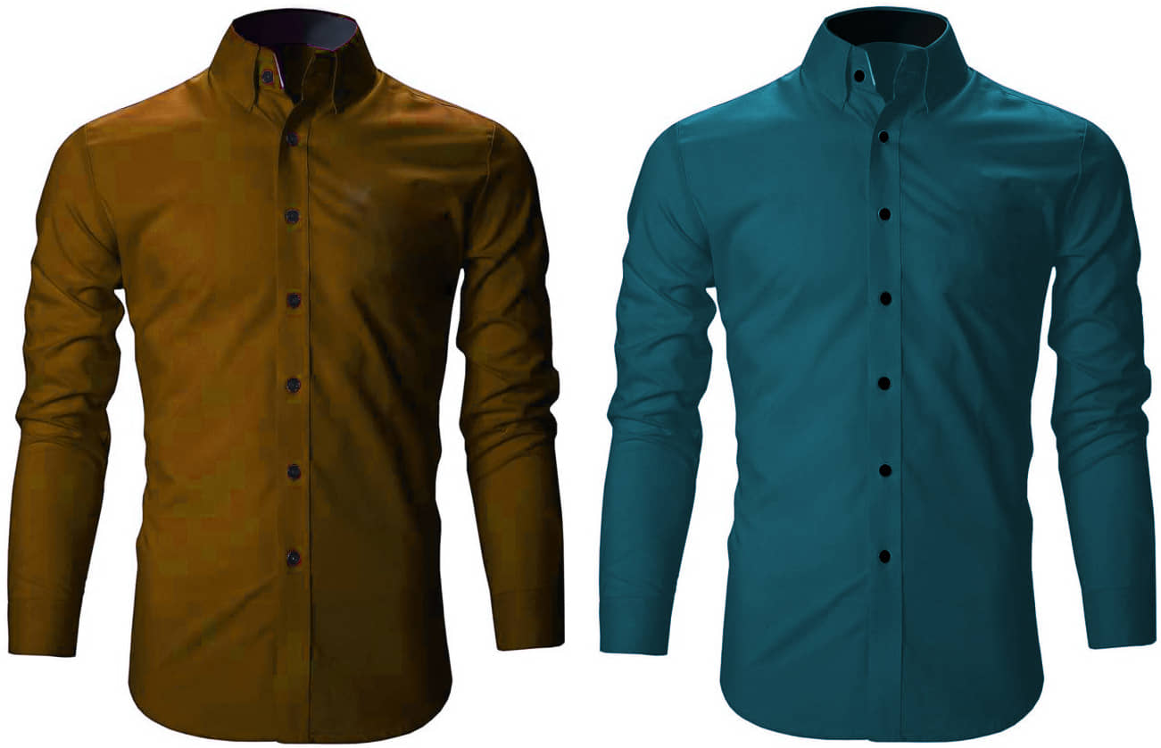 Bluedove Cotton Blend Regular Fit Solids Full Sleeves Men's Casual Shirt - Red ( Pack of 2 )