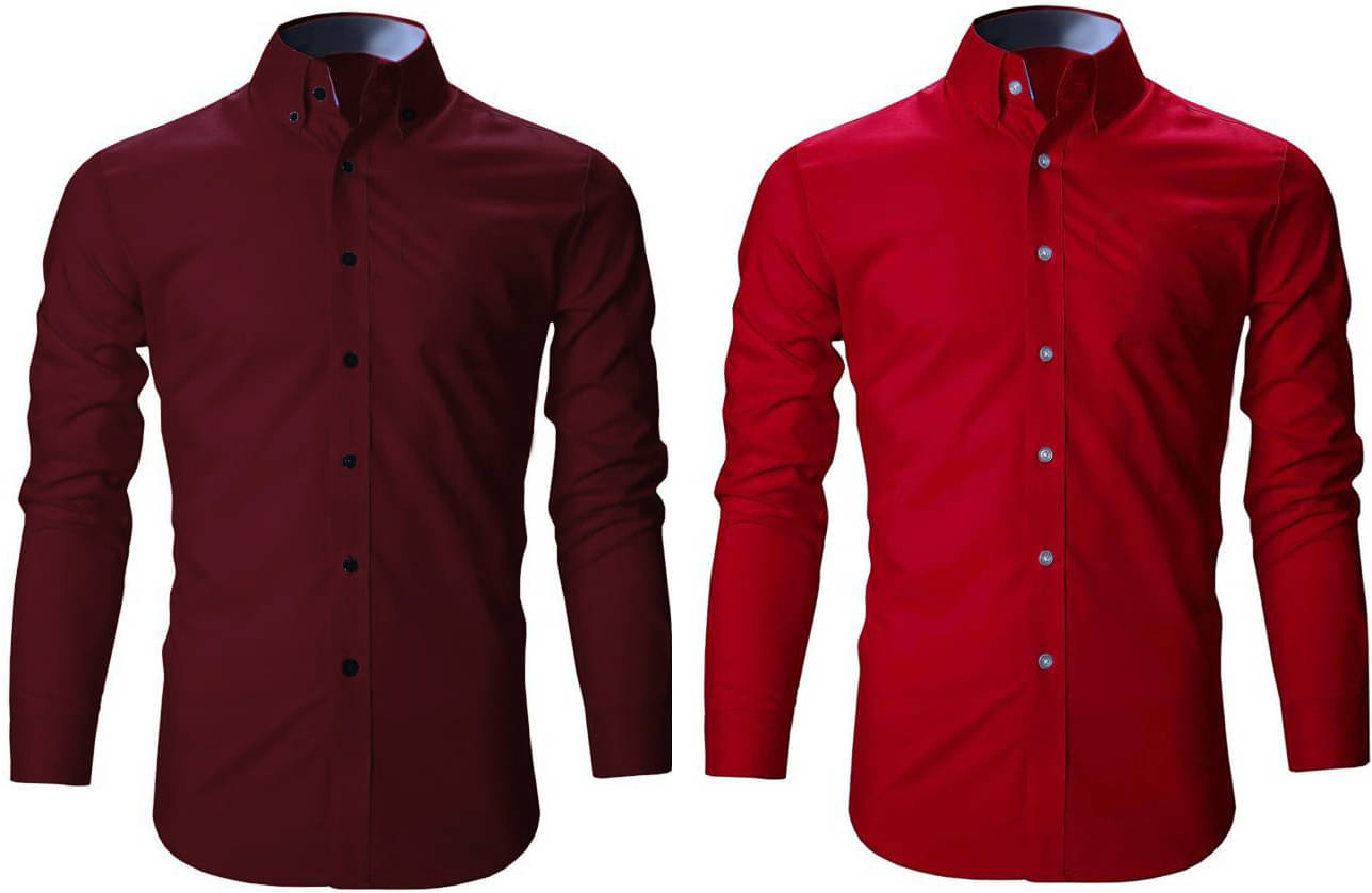 Bluedove Cotton Blend Regular Fit Solids Full Sleeves Men's Casual Shirt - Red ( Pack of 2 ) Bluedove Cotton Blend Regular Fit Solids Full Sleeves Men's Casual Shirt - Red ( Pack of 2 )