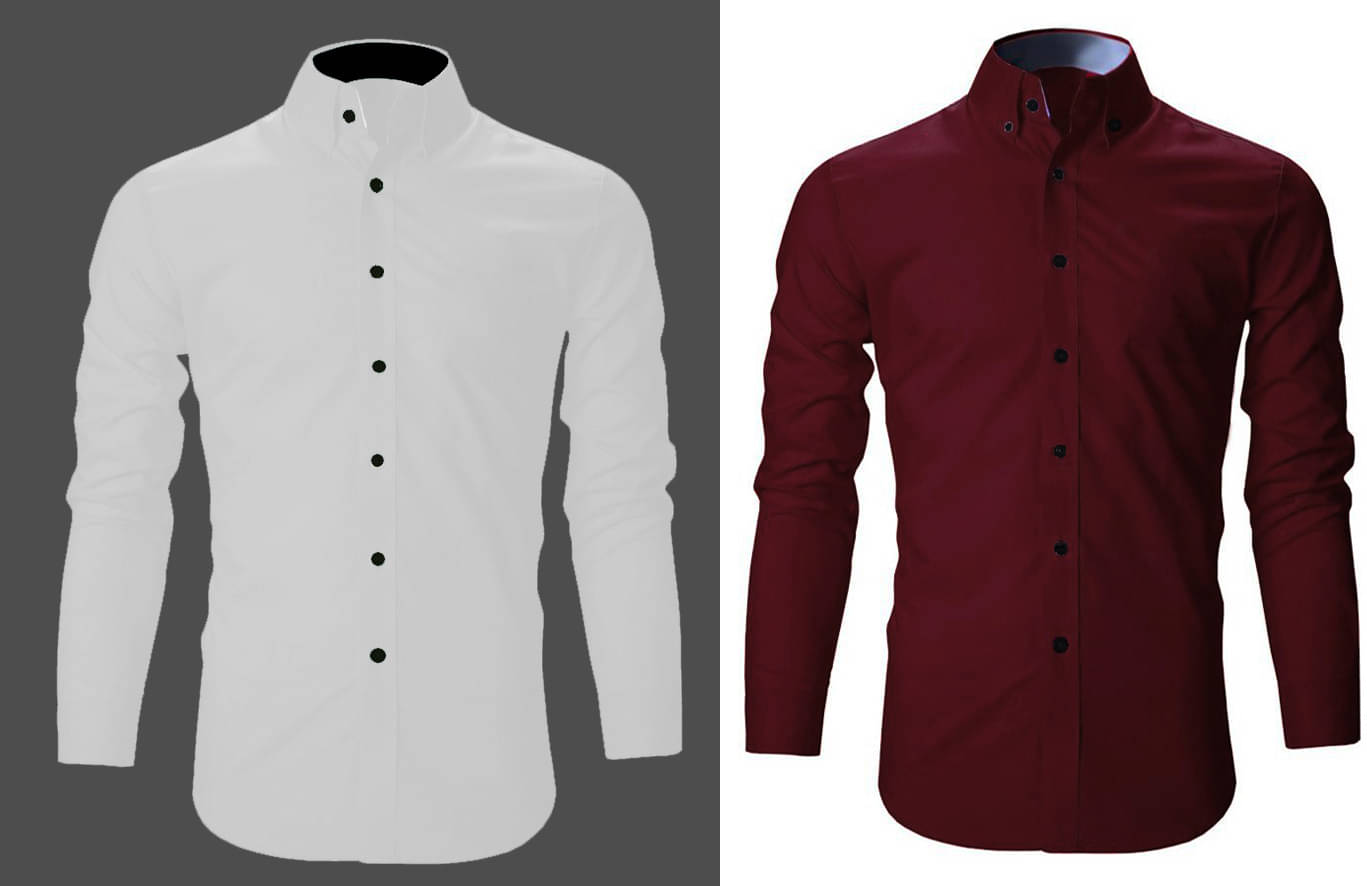     			Bluedove Cotton Blend Regular Fit Solids Full Sleeves Men's Casual Shirt - White ( Pack of 2 )