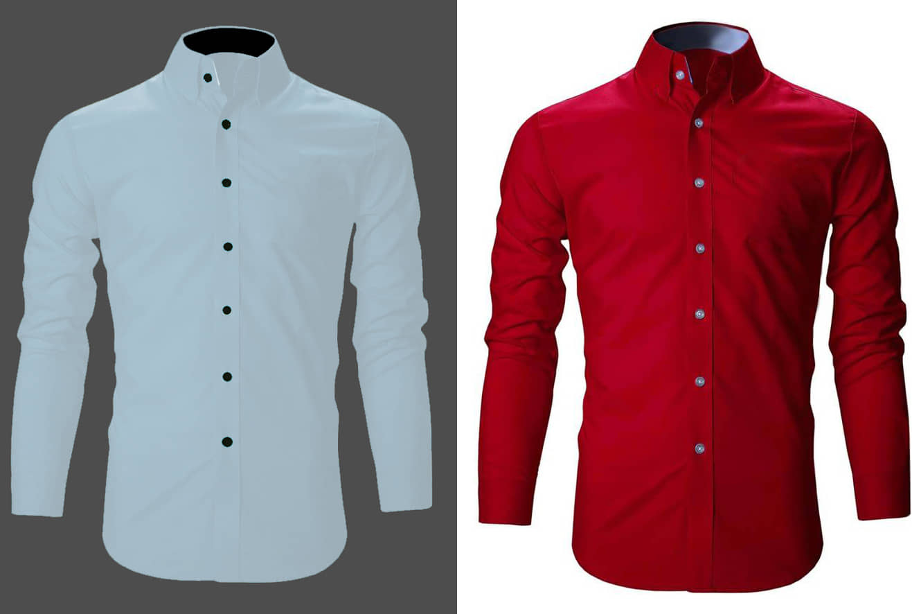 Bluedove Cotton Blend Regular Fit Solids Full Sleeves Men's Casual Shirt - Red ( Pack of 2 )