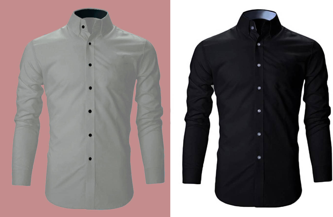     			Bluedove Cotton Blend Regular Fit Solids Full Sleeves Men's Casual Shirt - Grey ( Pack of 2 )