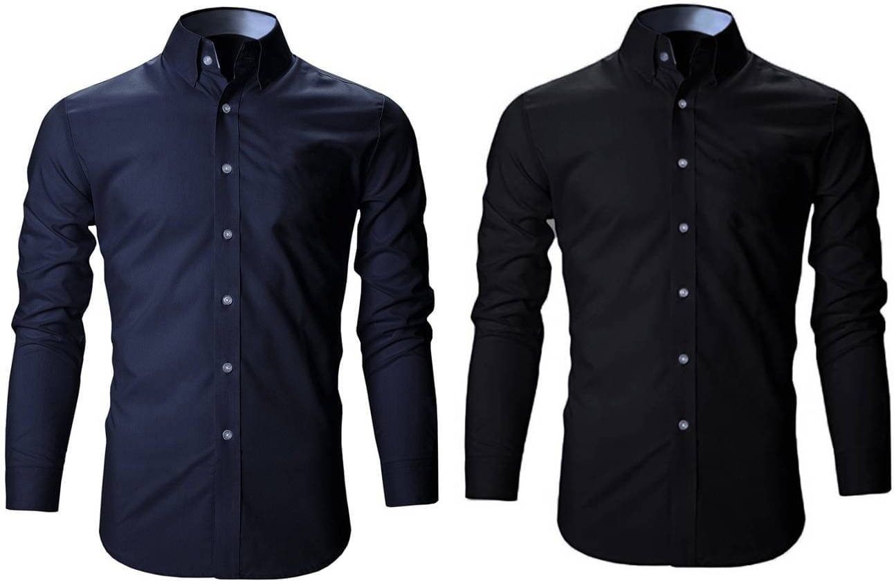 Bluedove Cotton Blend Regular Fit Solids Full Sleeves Men's Casual Shirt - Black ( Pack of 2 ) Bluedove Cotton Blend Regular Fit Solids Full Sleeves Men's Casual Shirt - Black ( Pack of 2 )
