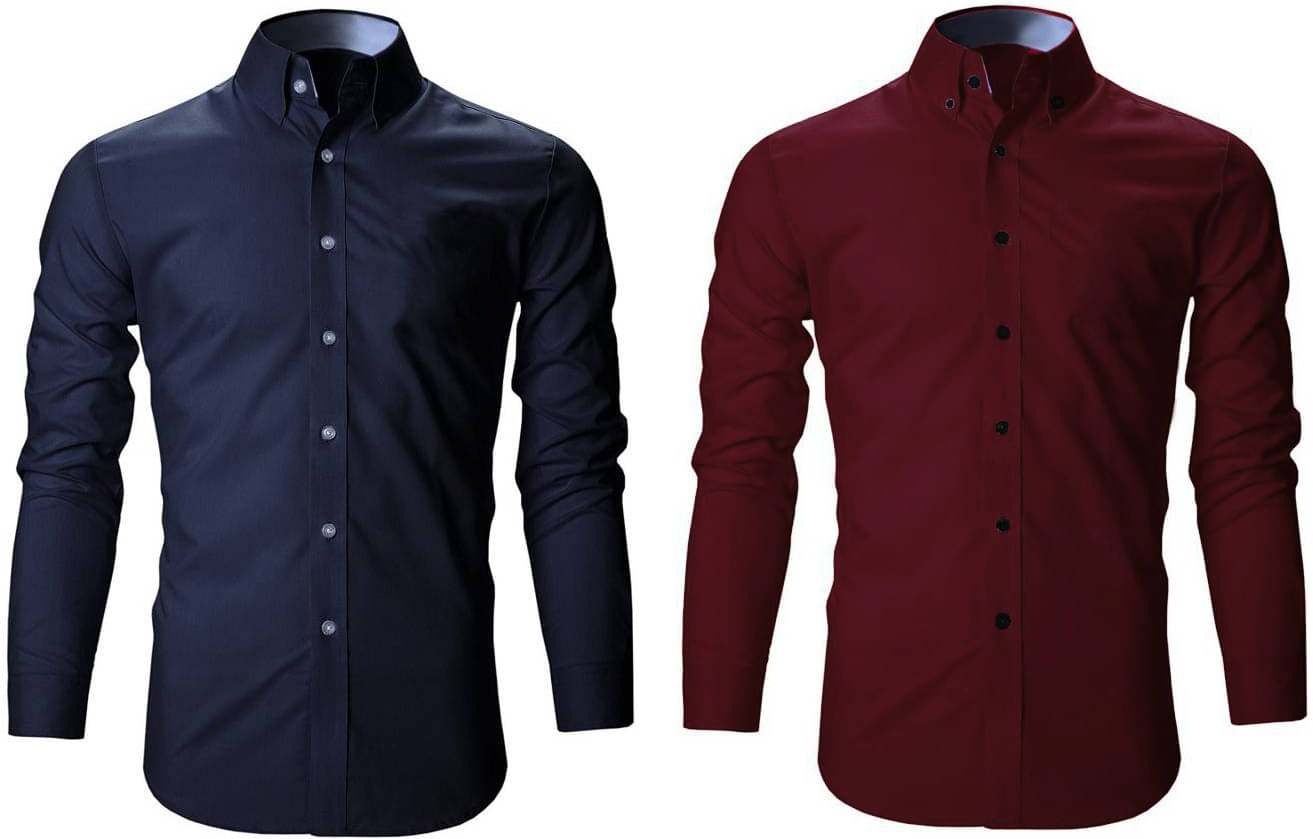 Bluedove Cotton Blend Regular Fit Solids Full Sleeves Men's Casual Shirt - Maroon ( Pack of 2 ) Bluedove Cotton Blend Regular Fit Solids Full Sleeves Men's Casual Shirt - Maroon ( Pack of 2 )