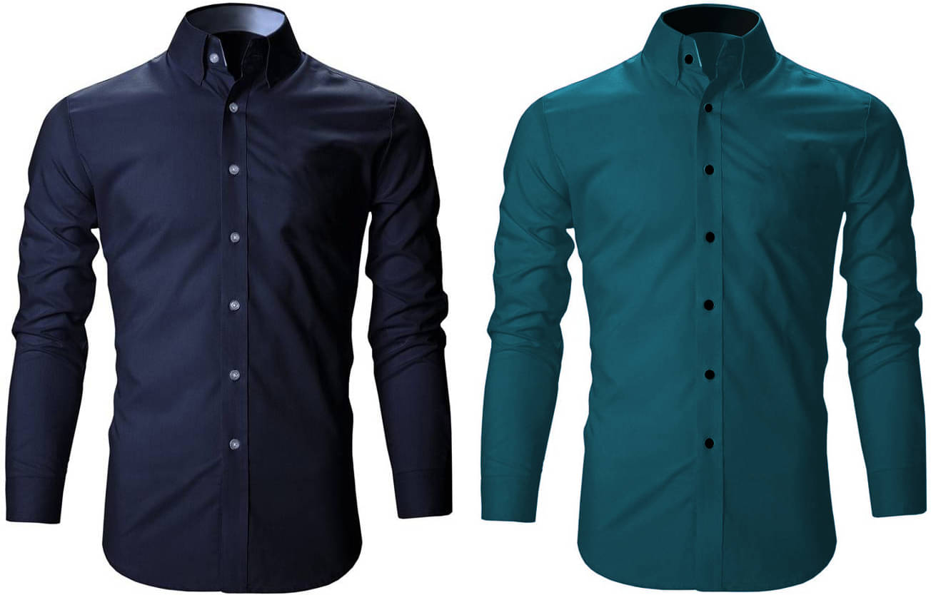 Bluedove Cotton Blend Regular Fit Solids Full Sleeves Men's Casual Shirt - Blue ( Pack of 2 ) Bluedove Cotton Blend Regular Fit Solids Full Sleeves Men's Casual Shirt - Blue ( Pack of 2 )