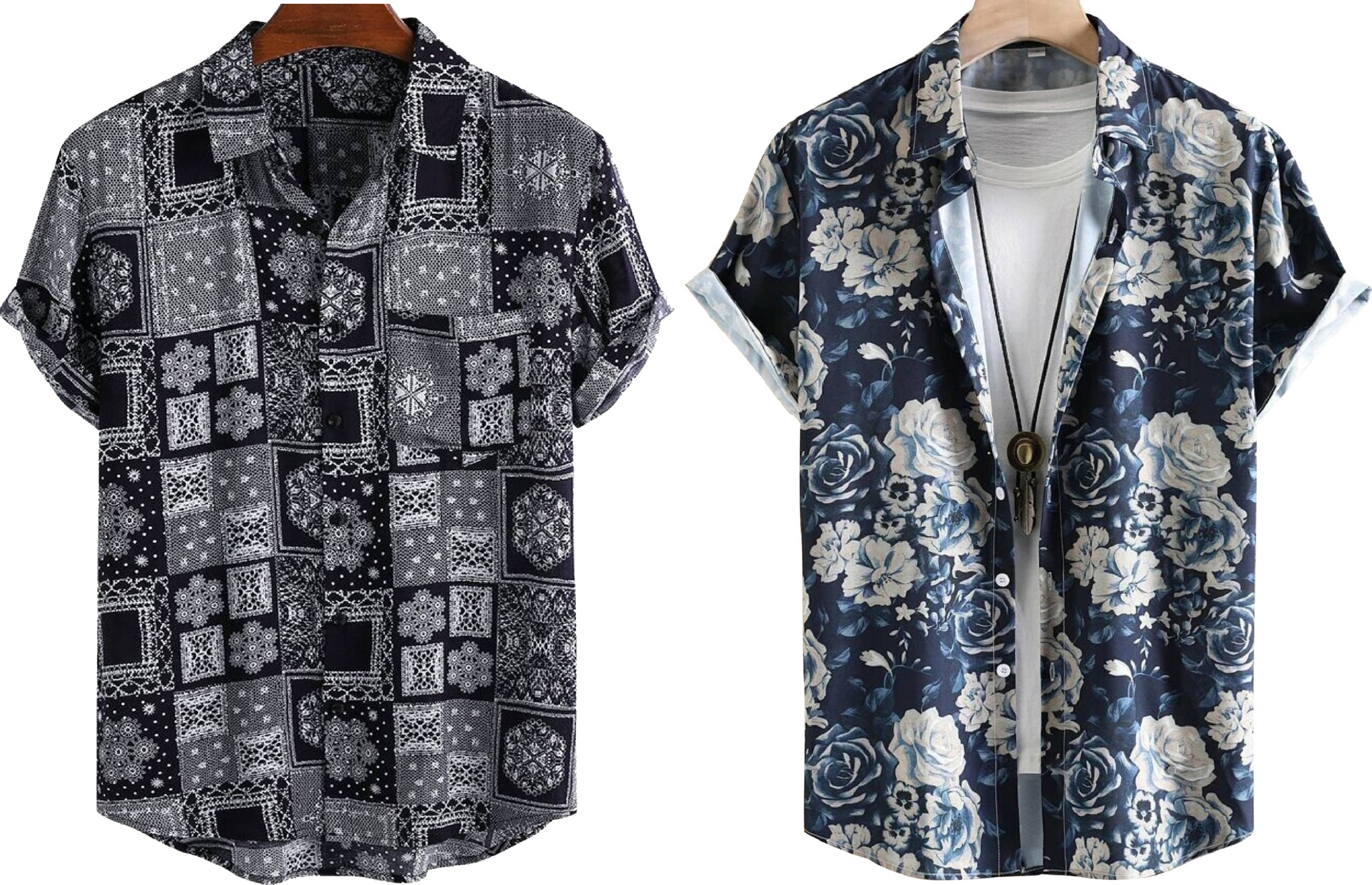     			Bluedove Elastane Regular Fit Printed Half Sleeves Men's Casual Shirt - Blue ( Pack of 2 )