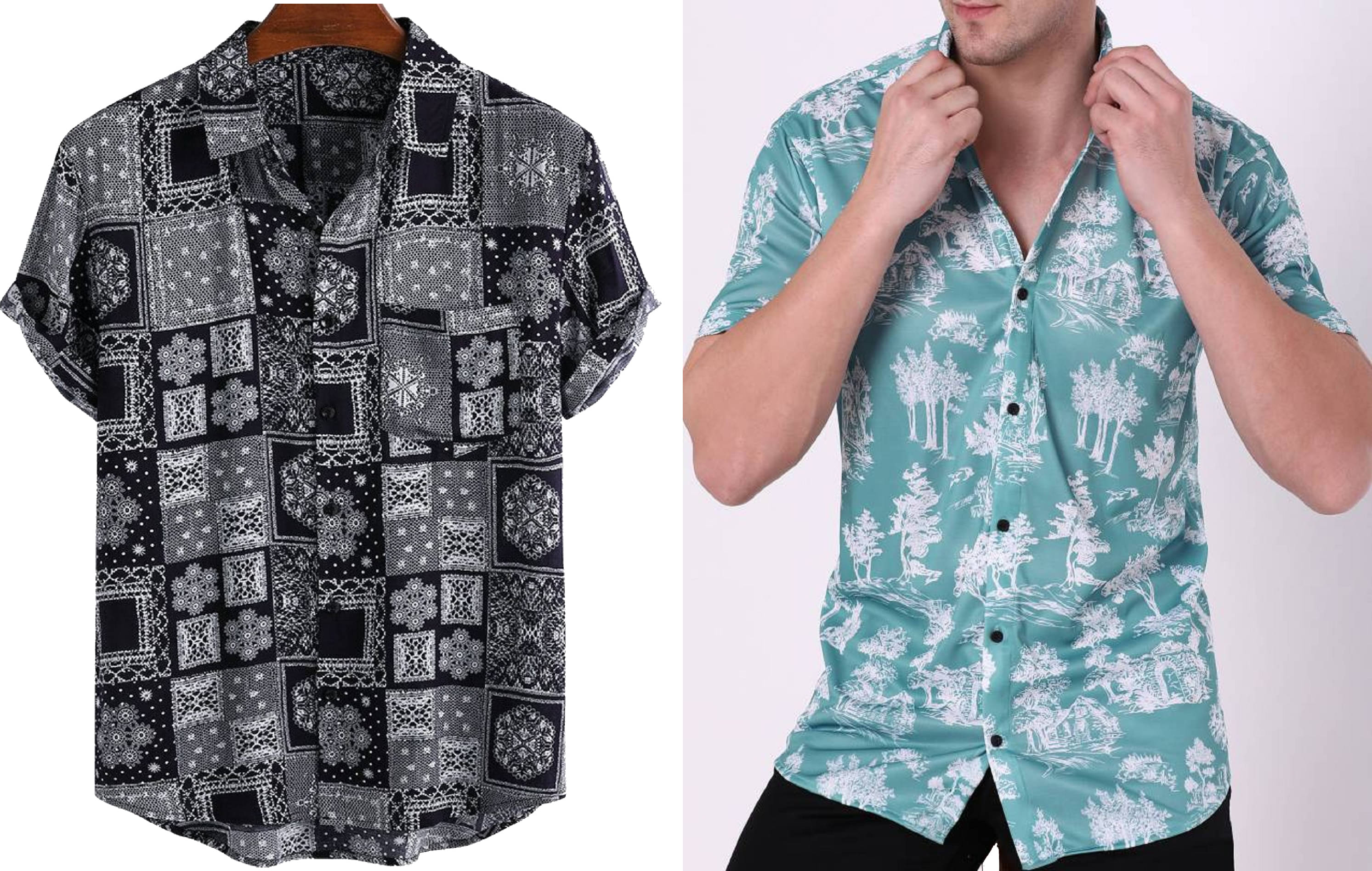     			Bluedove Elastane Regular Fit Printed Half Sleeves Men's Casual Shirt - Black ( Pack of 2 )