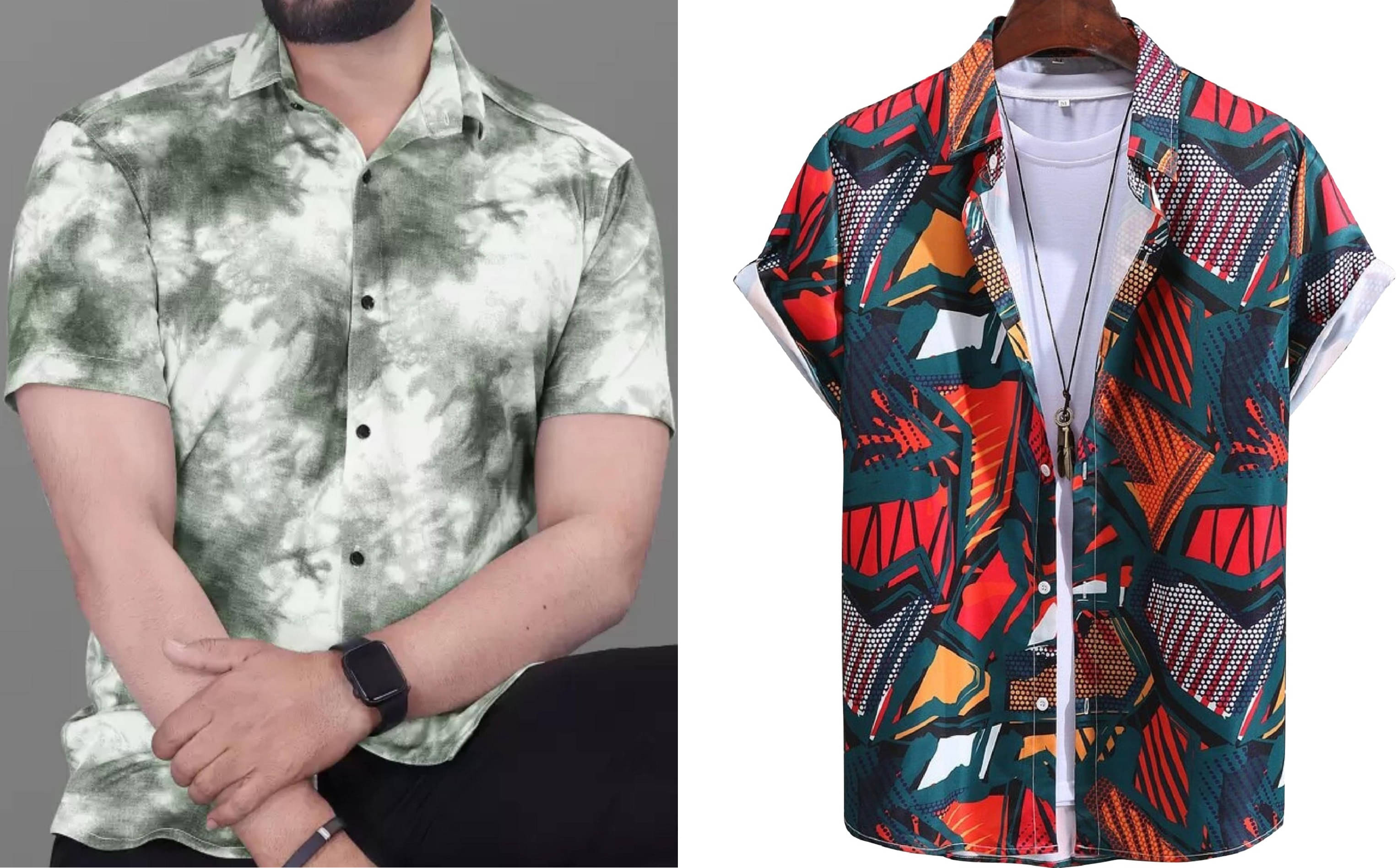     			Bluedove Elastane Regular Fit Printed Half Sleeves Men's Casual Shirt - Green ( Pack of 2 )