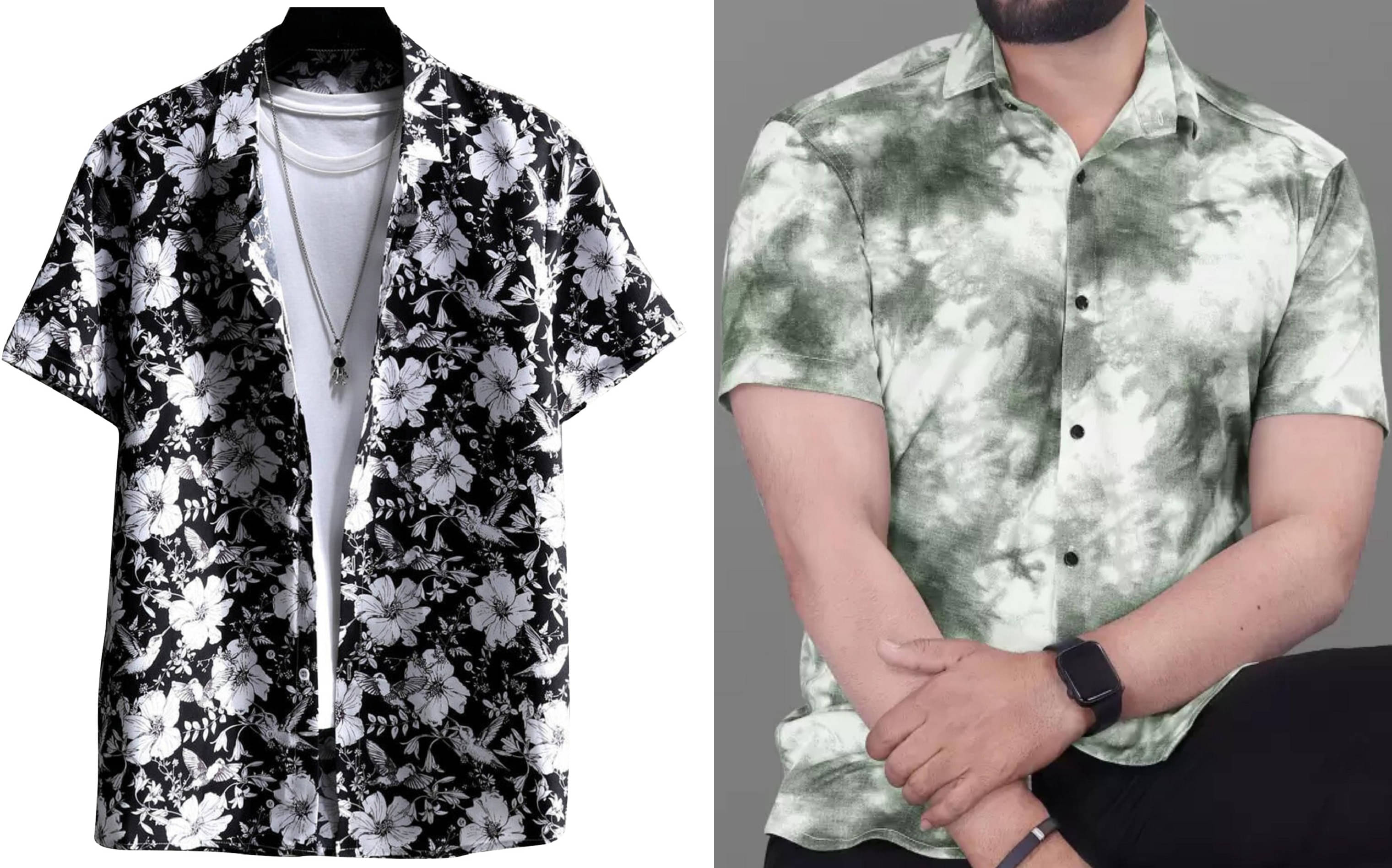     			Bluedove Elastane Regular Fit Printed Half Sleeves Men's Casual Shirt - Green ( Pack of 2 )
