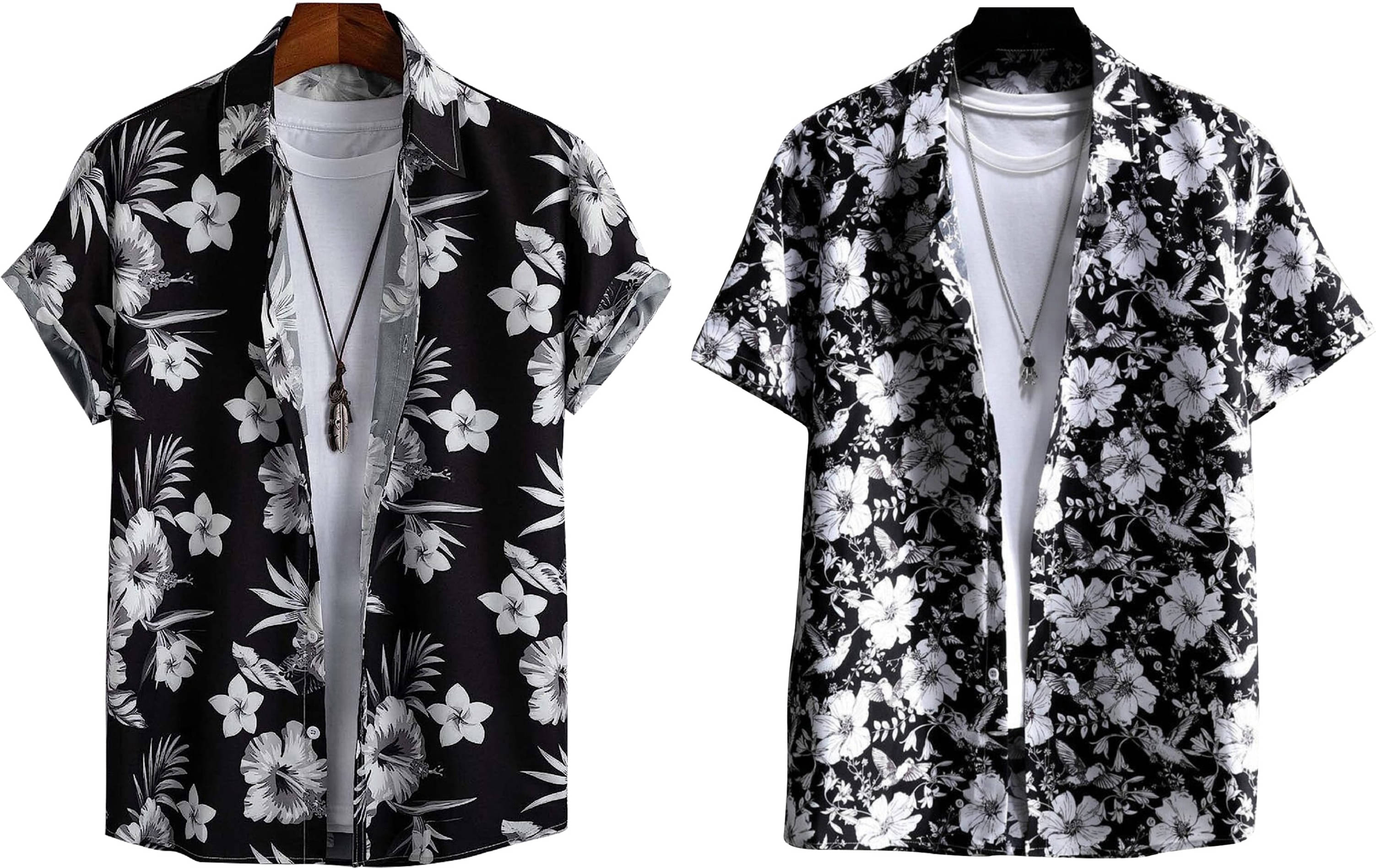     			Bluedove Elastane Regular Fit Printed Half Sleeves Men's Casual Shirt - Black ( Pack of 2 )