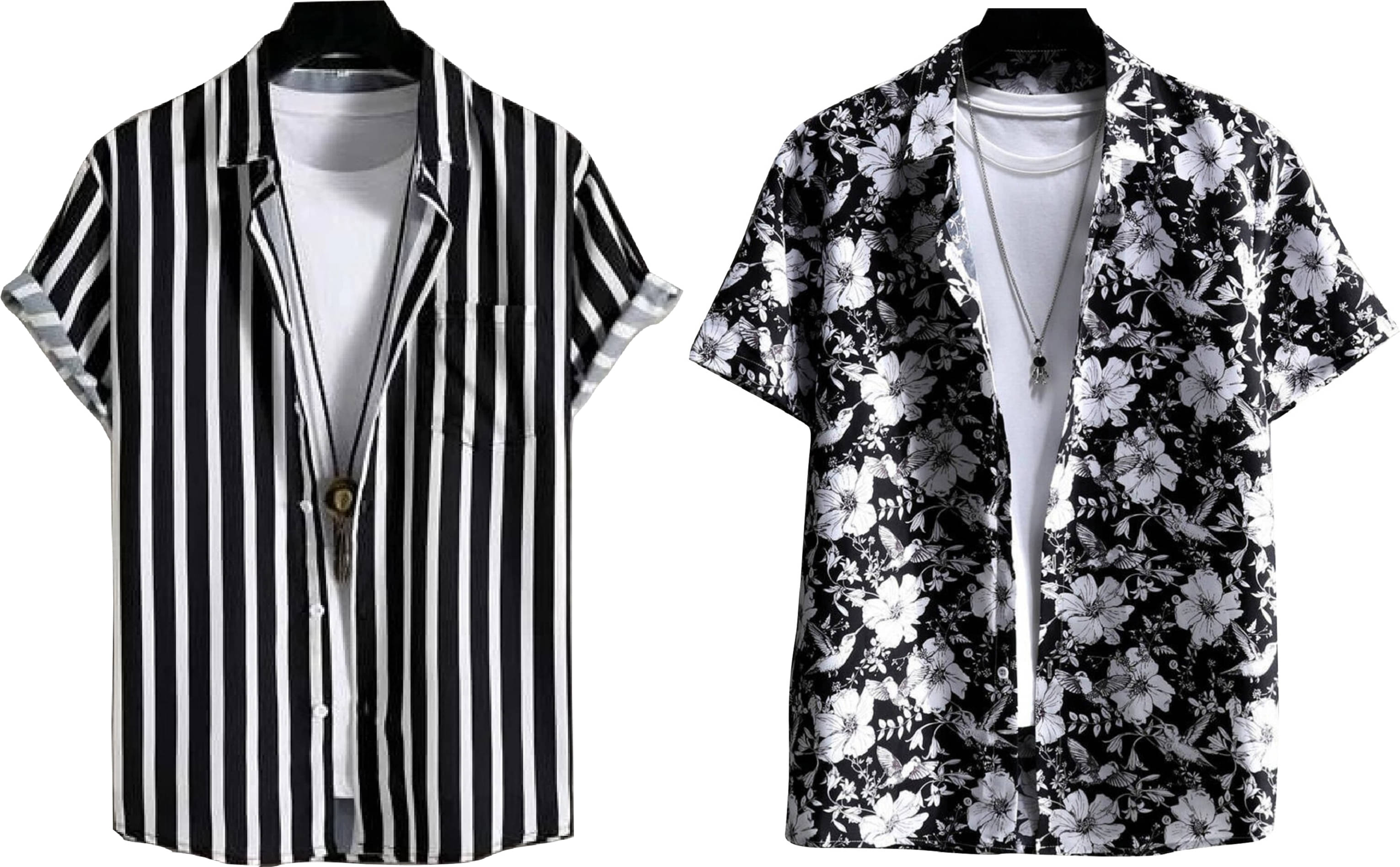 Bluedove Elastane Regular Fit Printed Half Sleeves Men's Casual Shirt - Black ( Pack of 2 ) Bluedove Elastane Regular Fit Printed Half Sleeves Men's Casual Shirt - Black ( Pack of 2 )