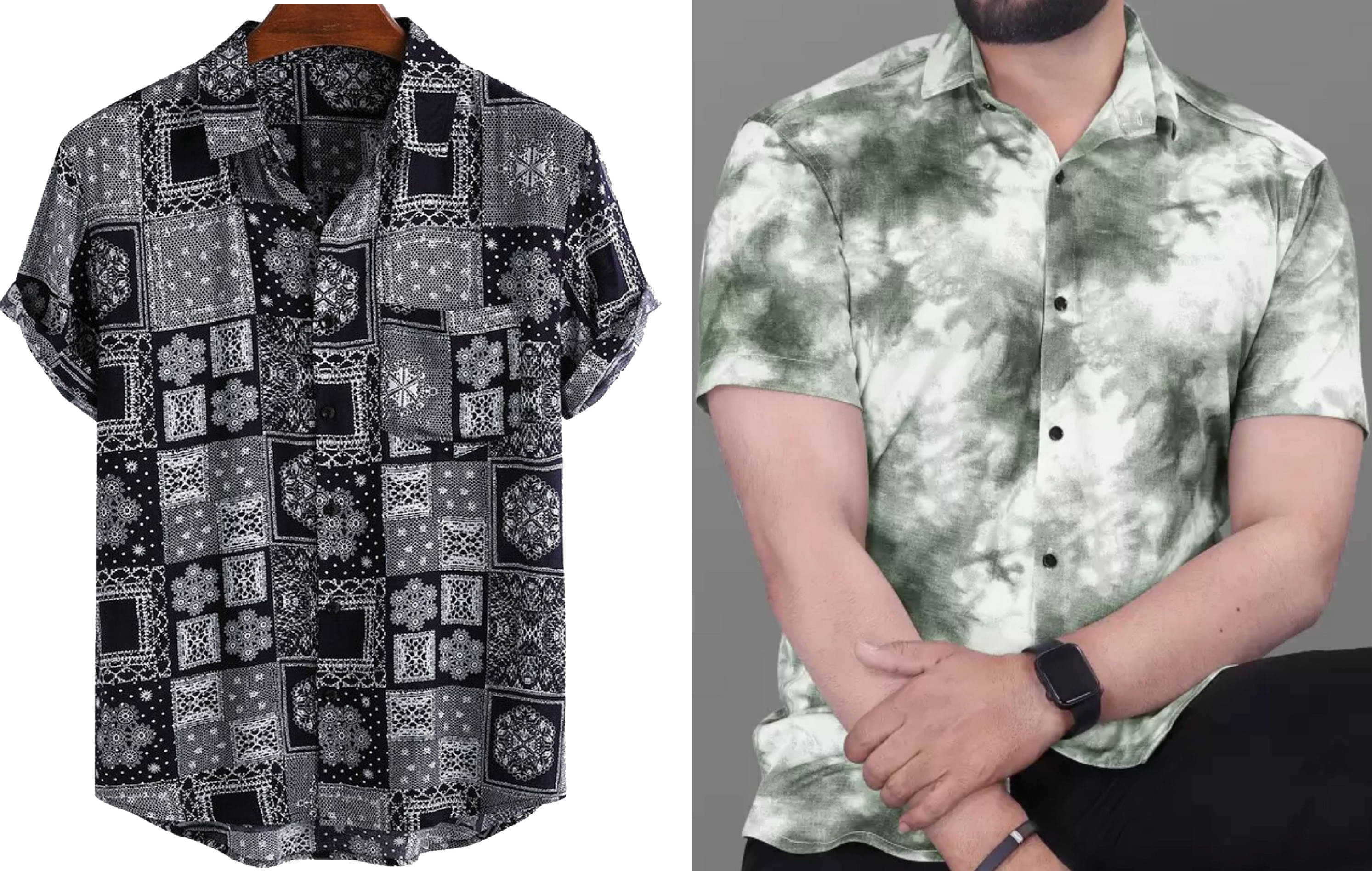     			Bluedove Elastane Regular Fit Printed Half Sleeves Men's Casual Shirt - Lime Green ( Pack of 2 )