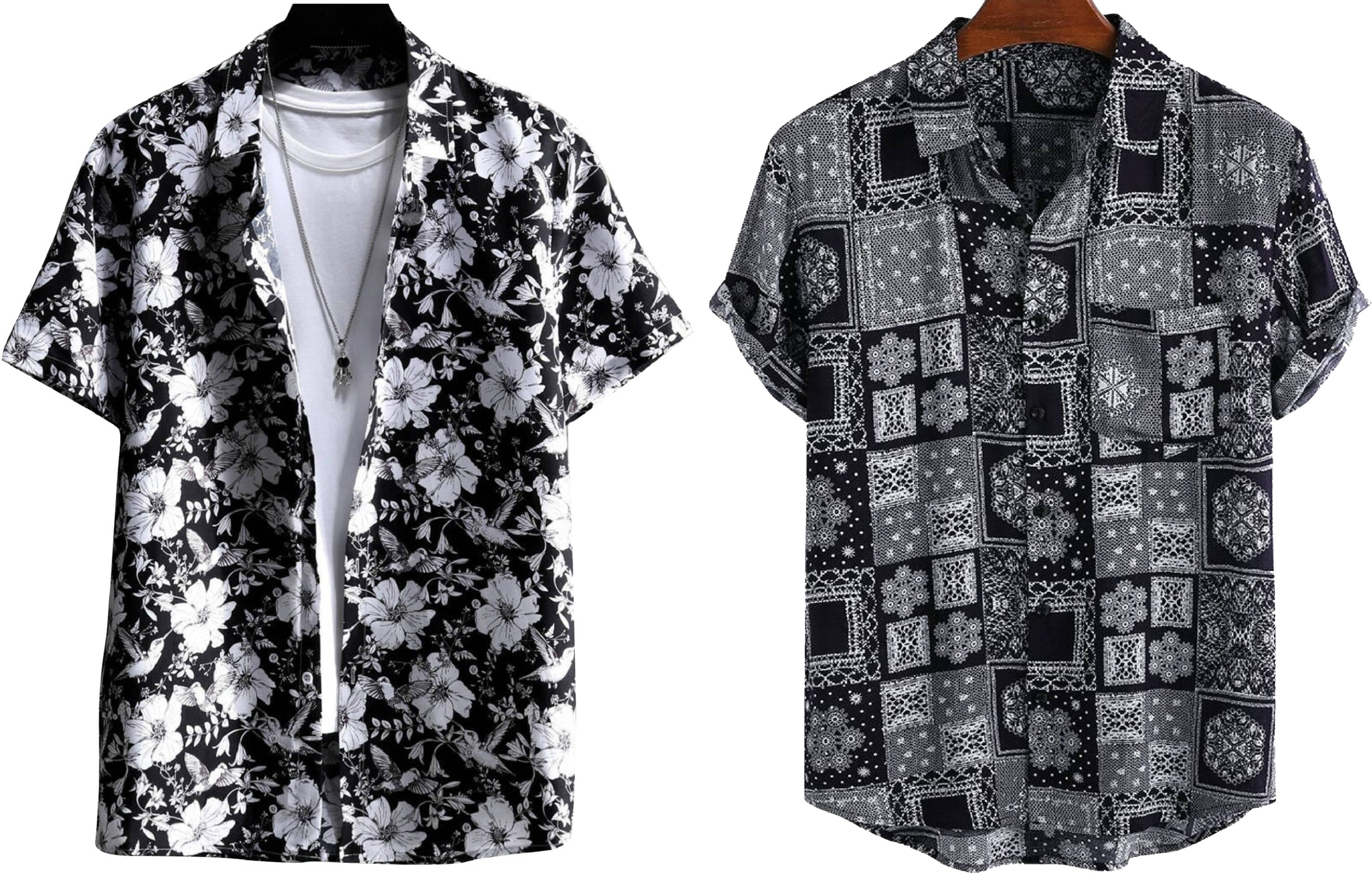     			Bluedove Elastane Regular Fit Printed Half Sleeves Men's Casual Shirt - White ( Pack of 2 )