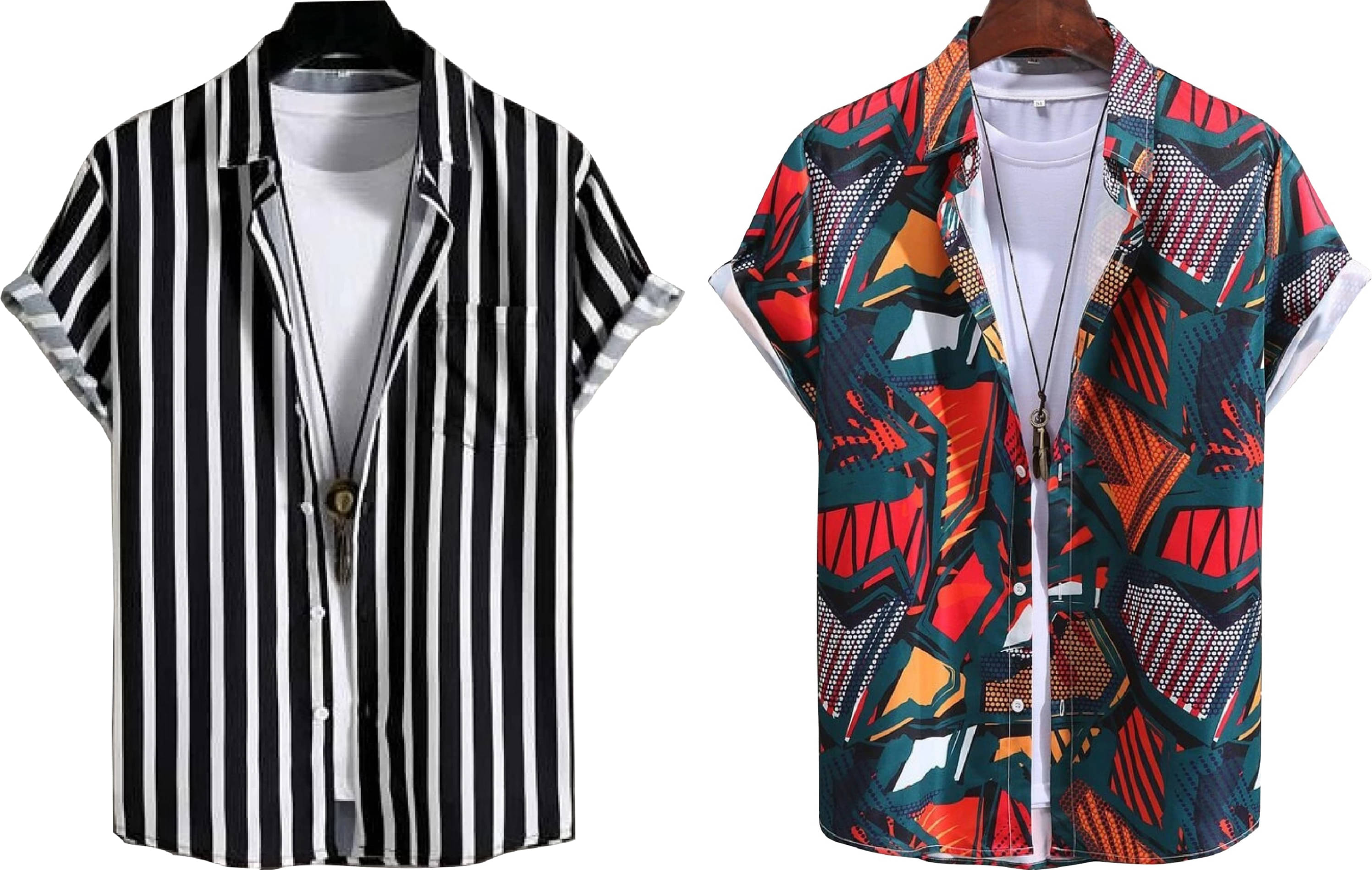 Bluedove Elastane Regular Fit Printed Half Sleeves Men's Casual Shirt - Red ( Pack of 2 ) Bluedove Elastane Regular Fit Printed Half Sleeves Men's Casual Shirt - Red ( Pack of 2 )
