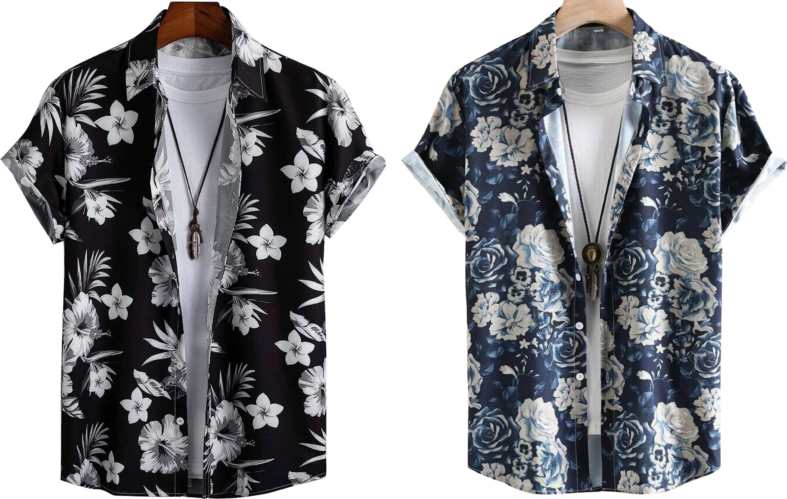     			Bluedove Elastane Regular Fit Printed Half Sleeves Men's Casual Shirt - Navy ( Pack of 2 )