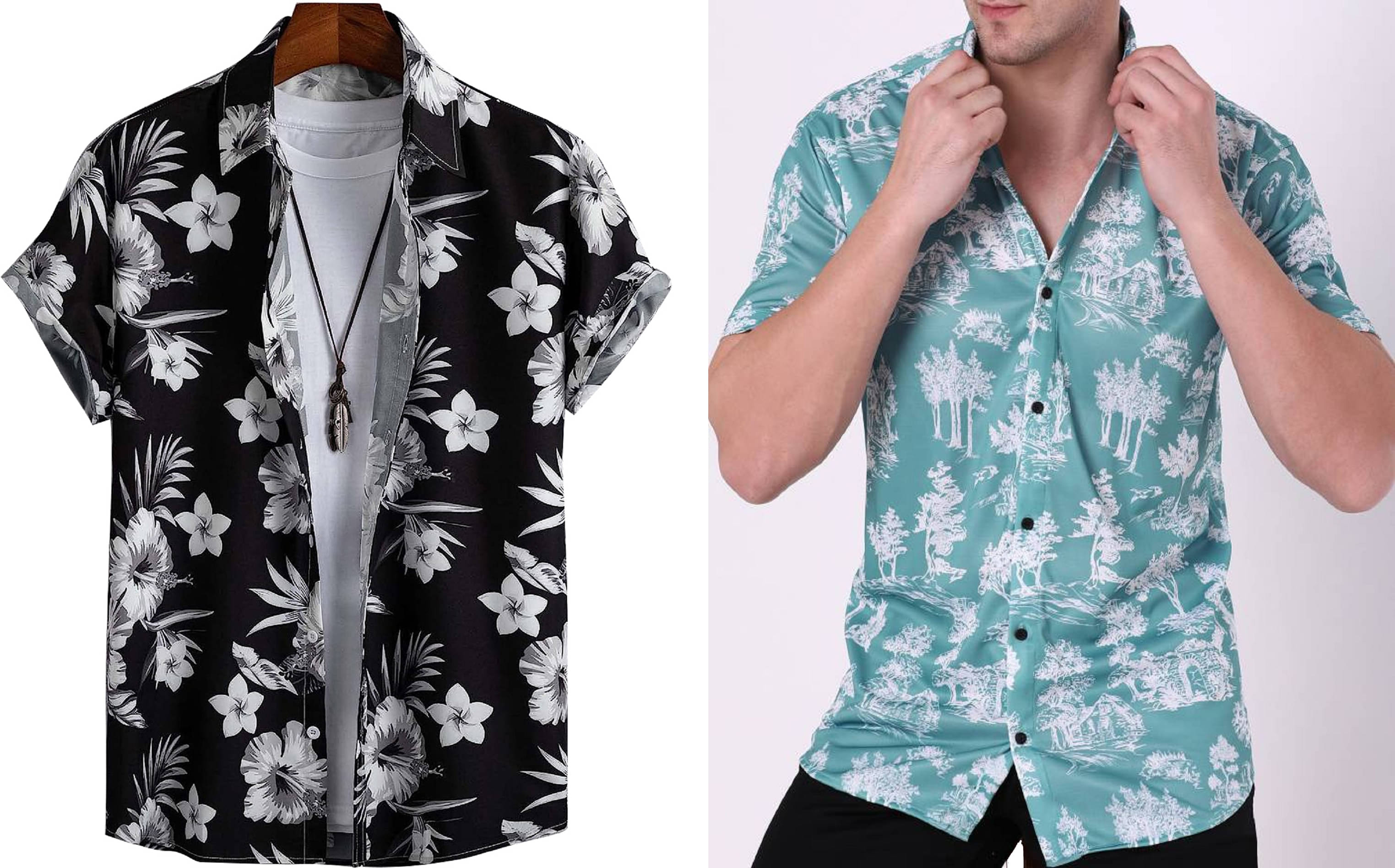     			Bluedove Elastane Regular Fit Printed Half Sleeves Men's Casual Shirt - Light Blue ( Pack of 2 )