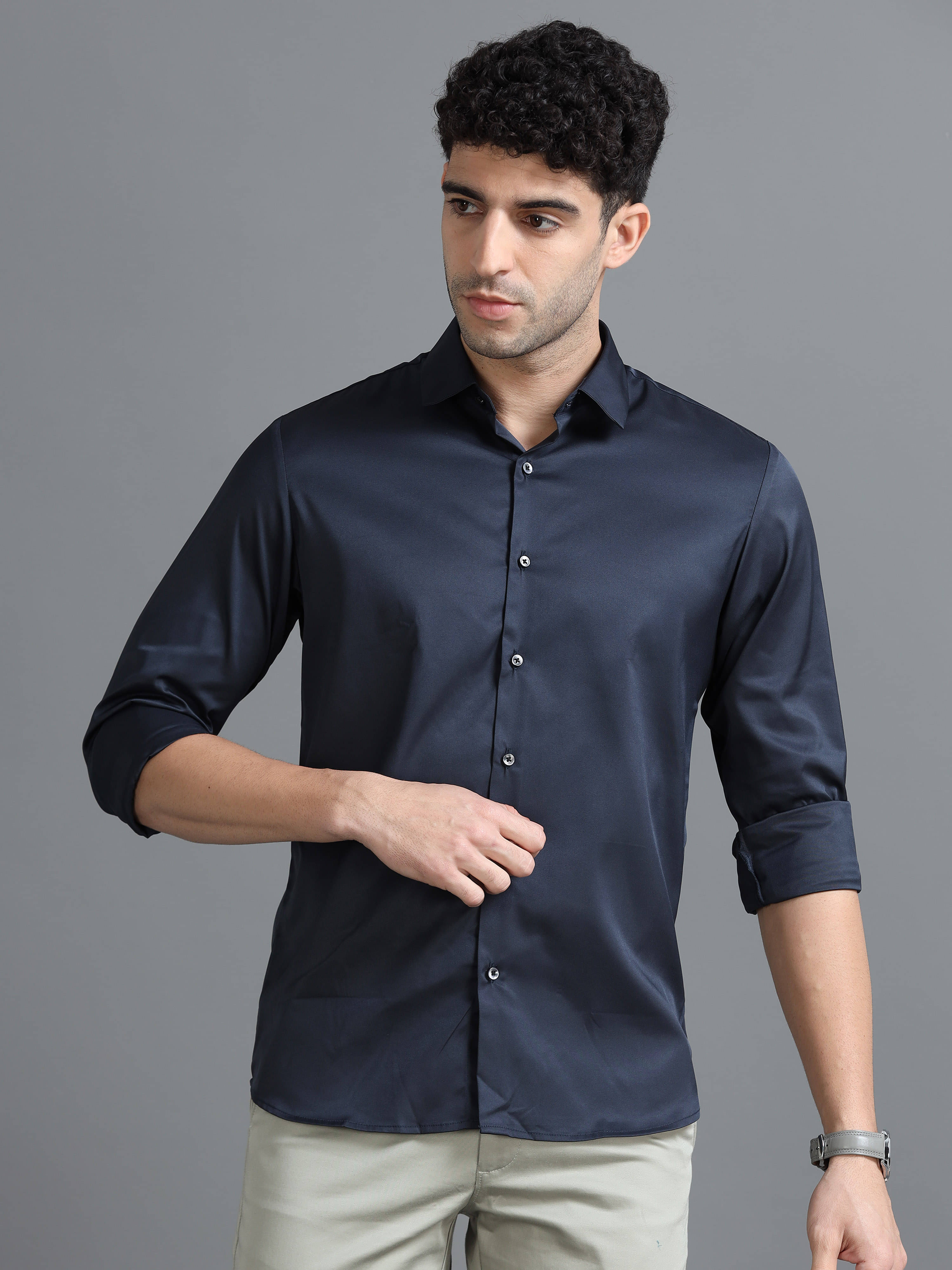 Cool Colors 100% Cotton Slim Fit Solids Full Sleeves Men's Casual Shirt - Navy Blue ( Pack of 1 ) Cool Colors 100% Cotton Slim Fit Solids Full Sleeves Men's Casual Shirt - Navy Blue ( Pack of 1 )