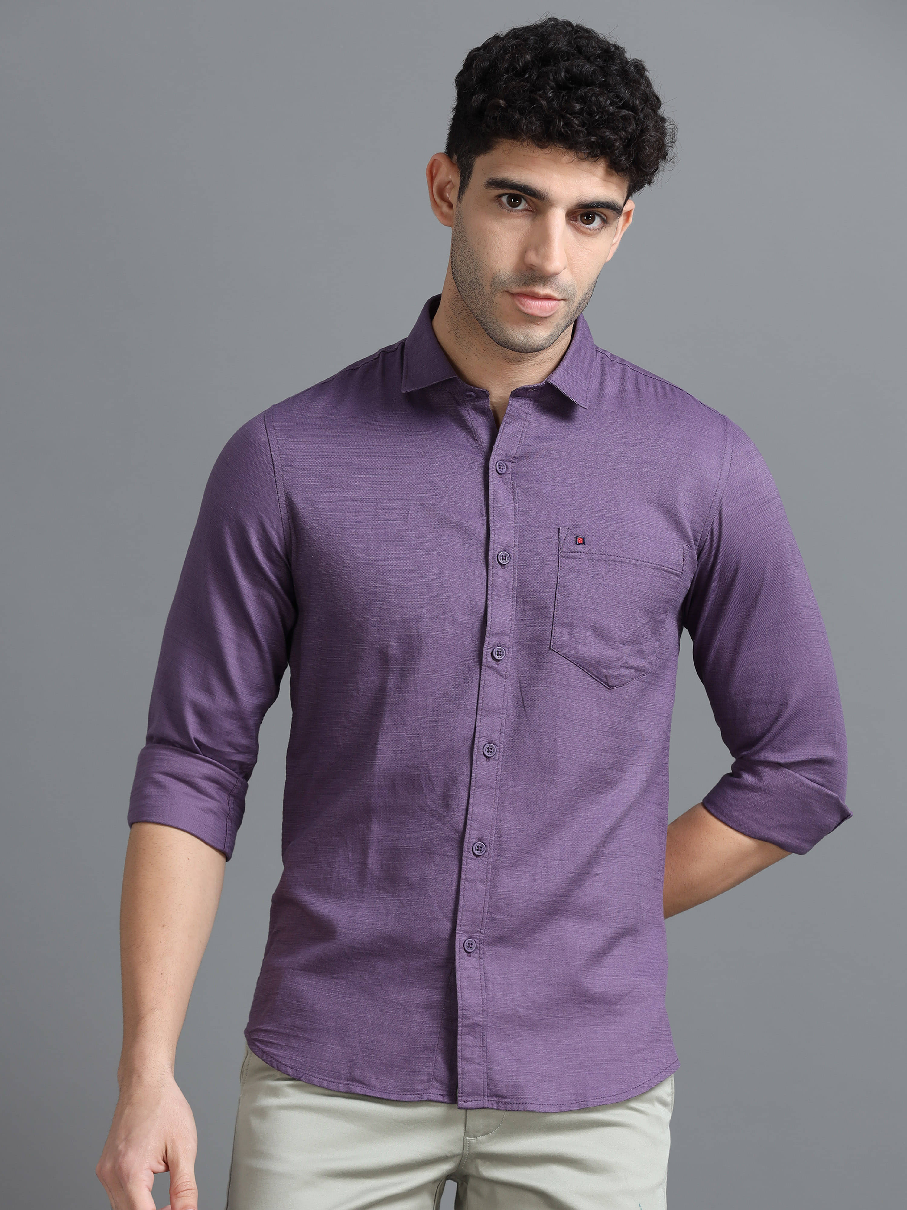 Cool Colors 100% Cotton Slim Fit Solids Full Sleeves Men's Casual Shirt - Purple ( Pack of 1 ) Cool Colors 100% Cotton Slim Fit Solids Full Sleeves Men's Casual Shirt - Purple ( Pack of 1 )