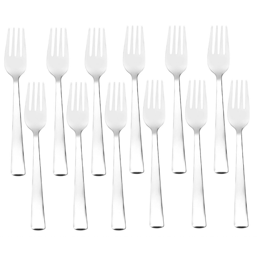     			Cutlux Impress Dessert Fork Stainless Steel Plain Dessert Fork Silver ( Pack of 12 )