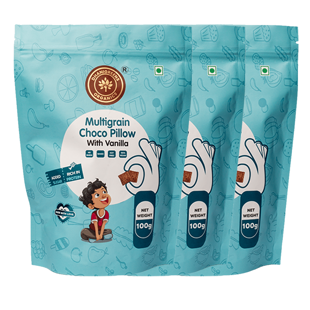 DHANIGREENS ORGANICS Chocolate Puffed Snacks 300 g Pack of 3 DHANIGREENS ORGANICS Chocolate Puffed Snacks 300 g Pack of 3