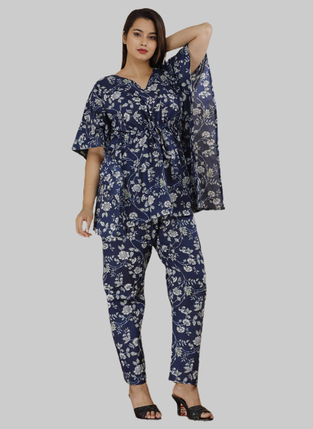 Faiseanta Women Cotton Printed Kaftan Kurti With Patiala Salwar ( Peach )     			Faiseanta Women Cotton Printed Kaftan Kurti With Patiala Salwar ( Peach )
