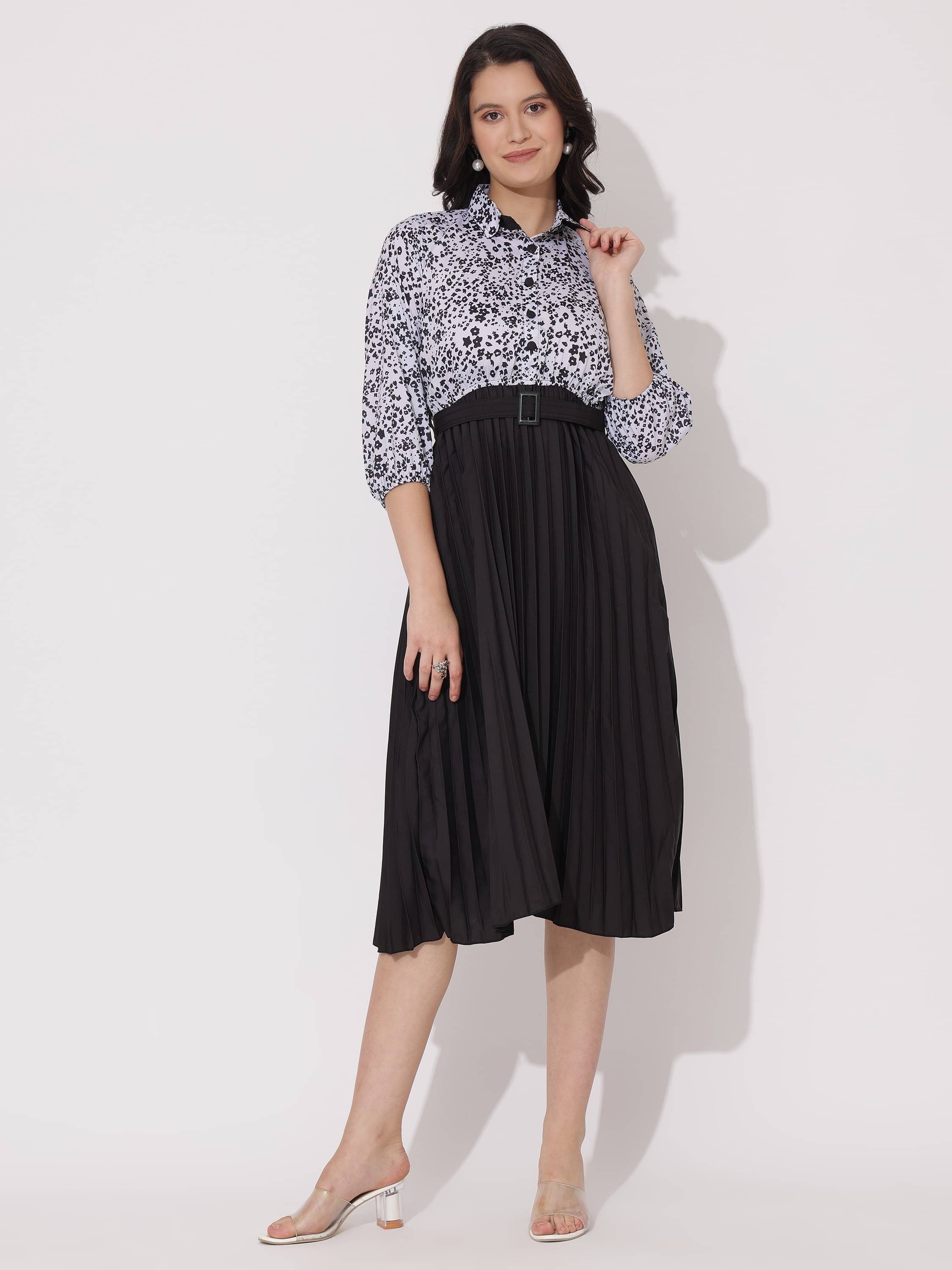 Femvy Women Polyester Printed Fit & Flare Dress ( Multi Color ) Femvy Women Polyester Printed Fit & Flare Dress ( Multi Color )