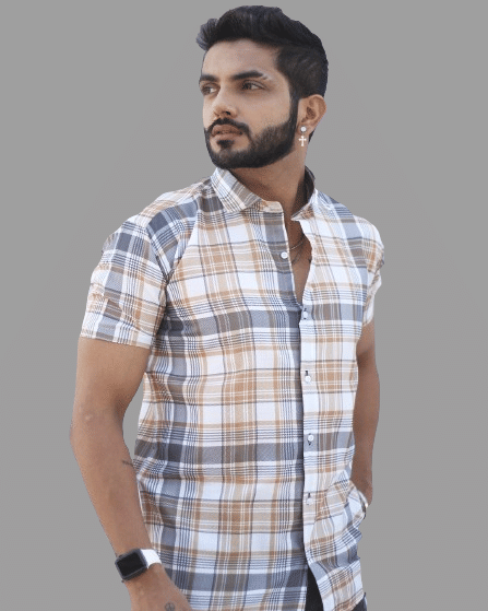 HARPITA Cotton Blend Regular Fit Checks 3/4th Sleeves Men's Casual Shirt - Beige ( Pack of 1 ) HARPITA Cotton Blend Regular Fit Checks 3/4th Sleeves Men's Casual Shirt - Beige ( Pack of 1 )