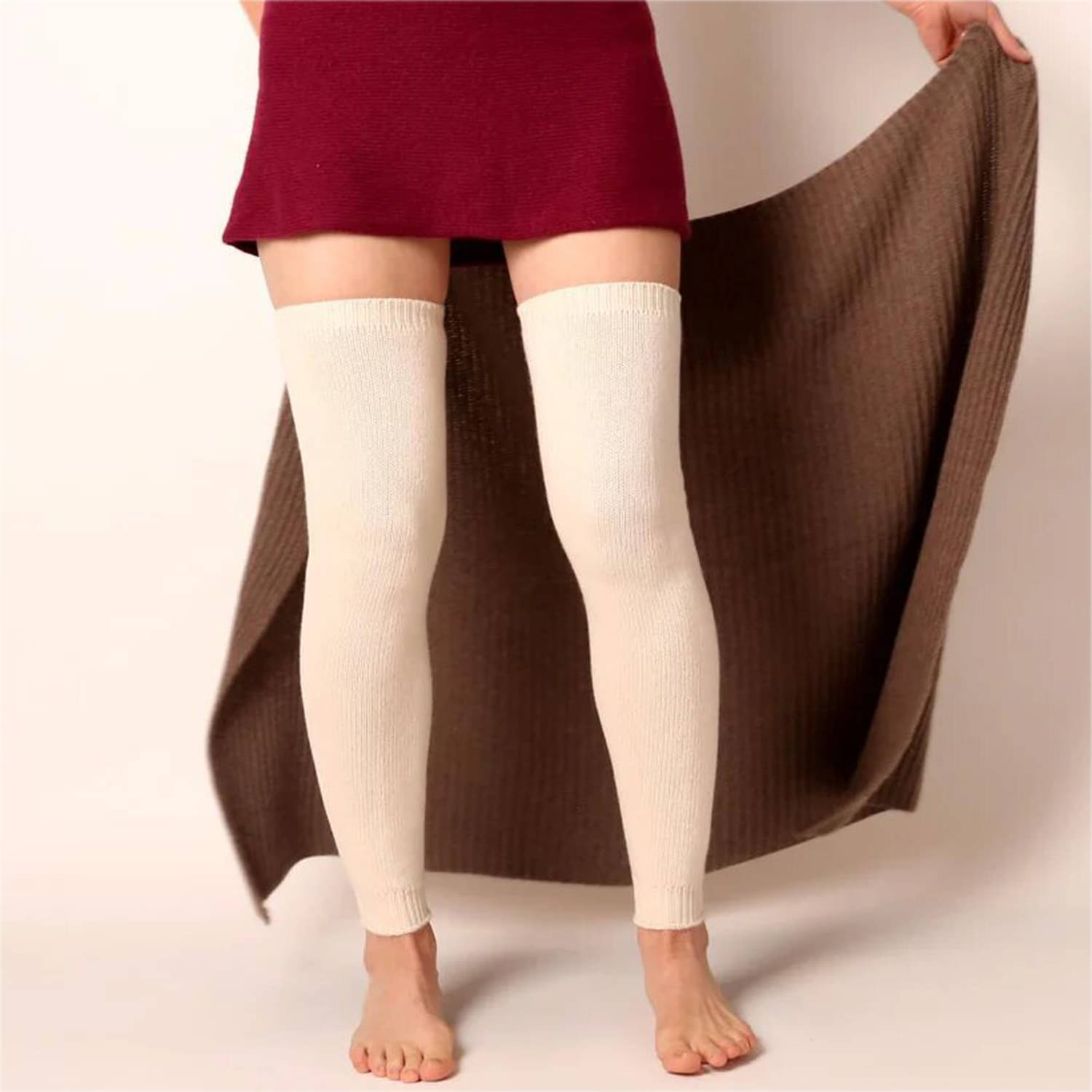 HF LUMEN Pack of 1 Unisex Woollen Leg Warmer ( Beige ) HF LUMEN Pack of 1 Unisex Woollen Leg Warmer ( Beige )