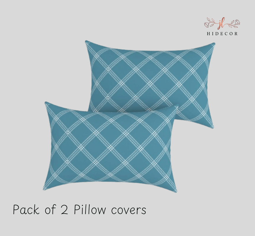 HIDECOR - Pack of 2 Microfiber Big Checks Standard Size Pillow Cover ( 68.58 cm(27) x 43.18 cm(17) ) - Blue HIDECOR - Pack of 2 Microfiber Big Checks Standard Size Pillow Cover ( 68.58 cm(27) x 43.18 cm(17) ) - Blue