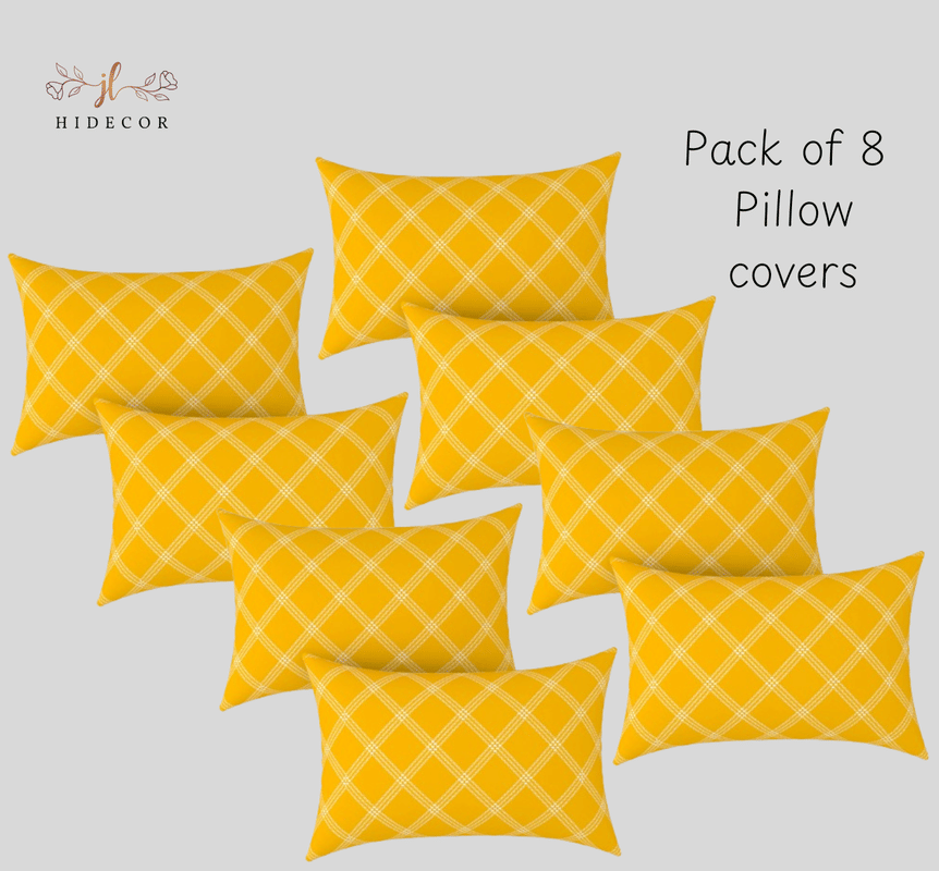 HIDECOR - Pack of 8 Microfiber Big Checks Standard Size Pillow Cover ( 68.58 cm(27) x 43.18 cm(17) ) - Yellow HIDECOR - Pack of 8 Microfiber Big Checks Standard Size Pillow Cover ( 68.58 cm(27) x 43.18 cm(17) ) - Yellow