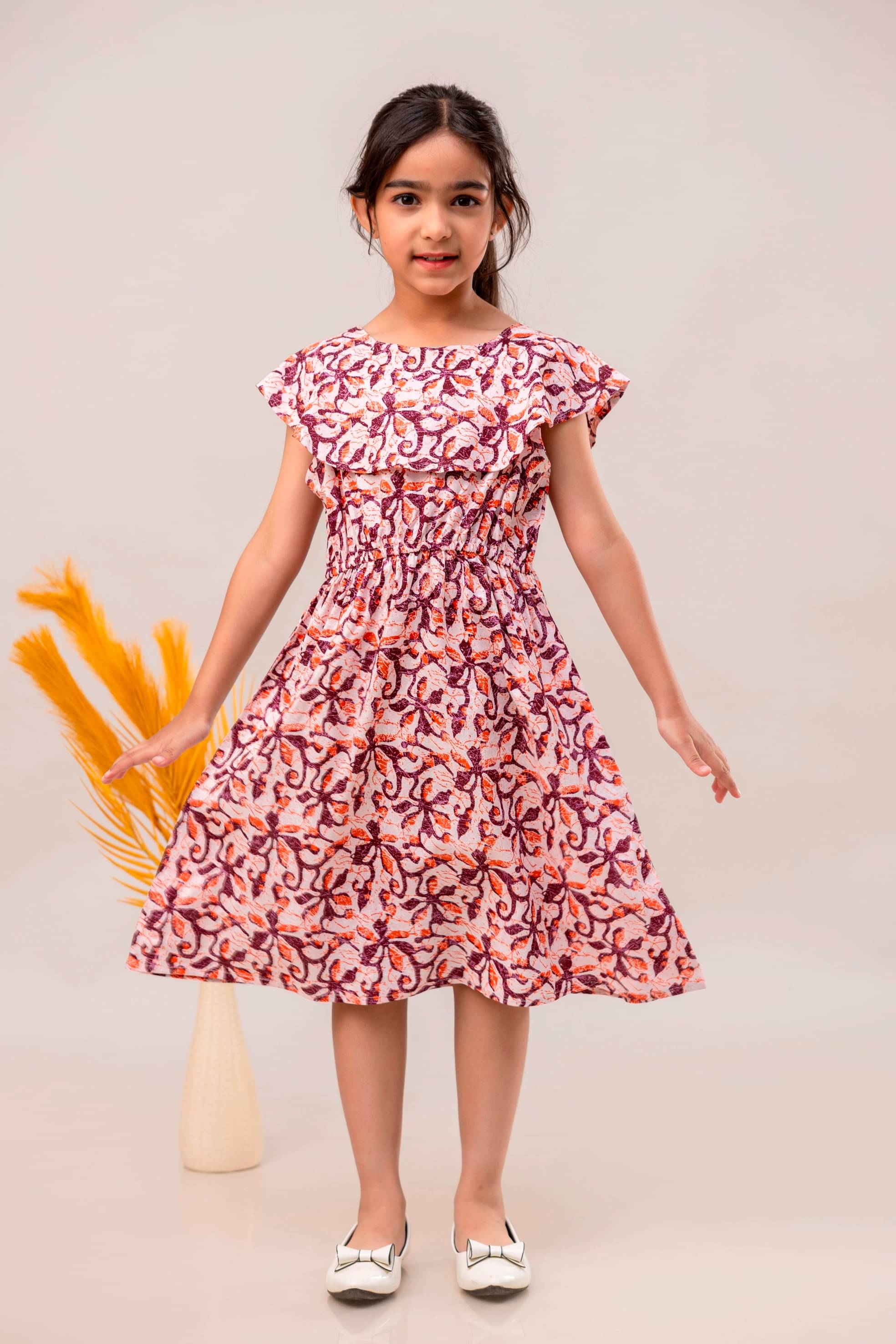     			HZER Rayon Frock For Girls ( Pack of 1 , PeachPuff )