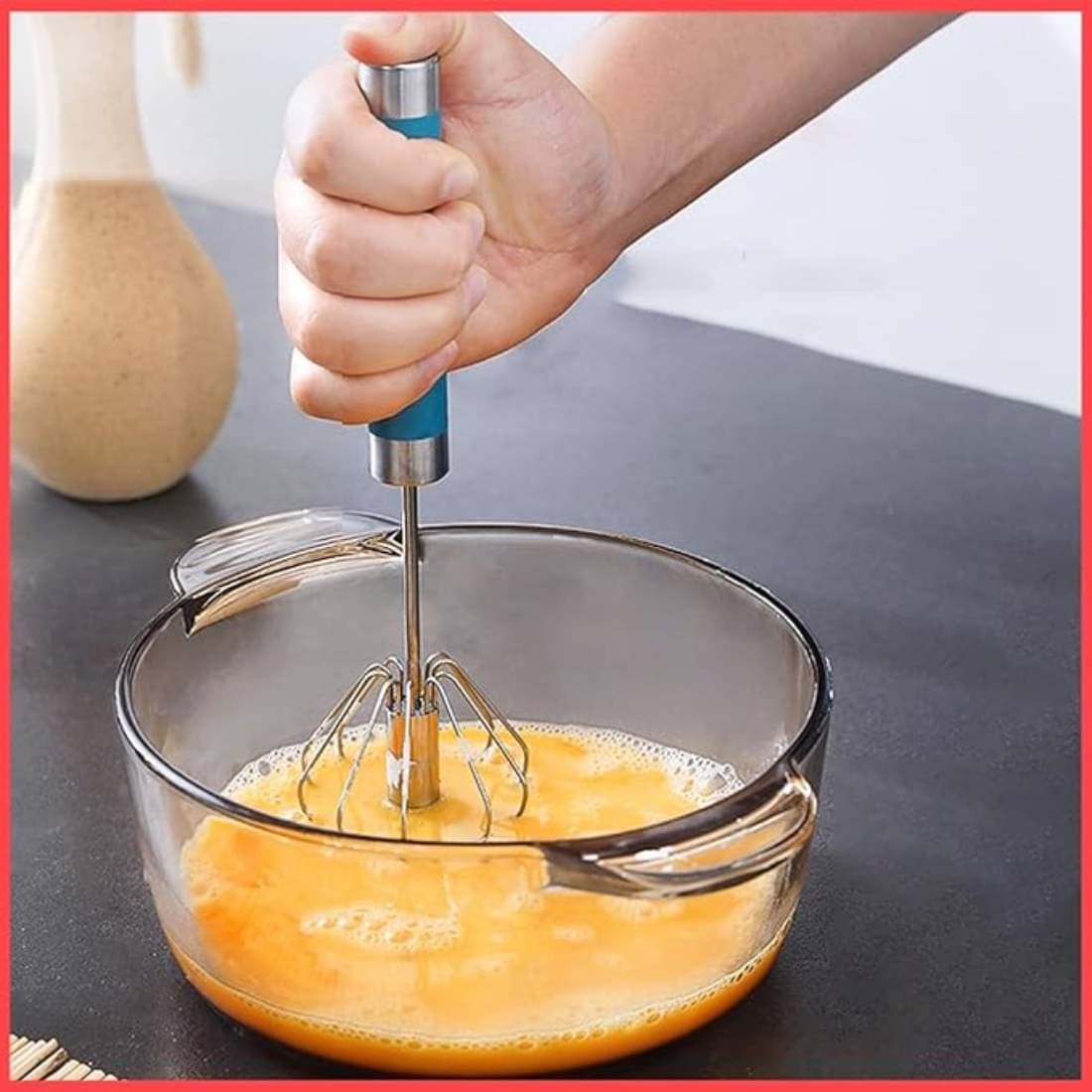     			Hand Mixer Whisker for Kitchen Hand Blender Stainless Steel Semi-Automatic Manual Hand Whisk Egg Beater, Kitchen Baking Tool Ingredients Whipping Cream Mixer