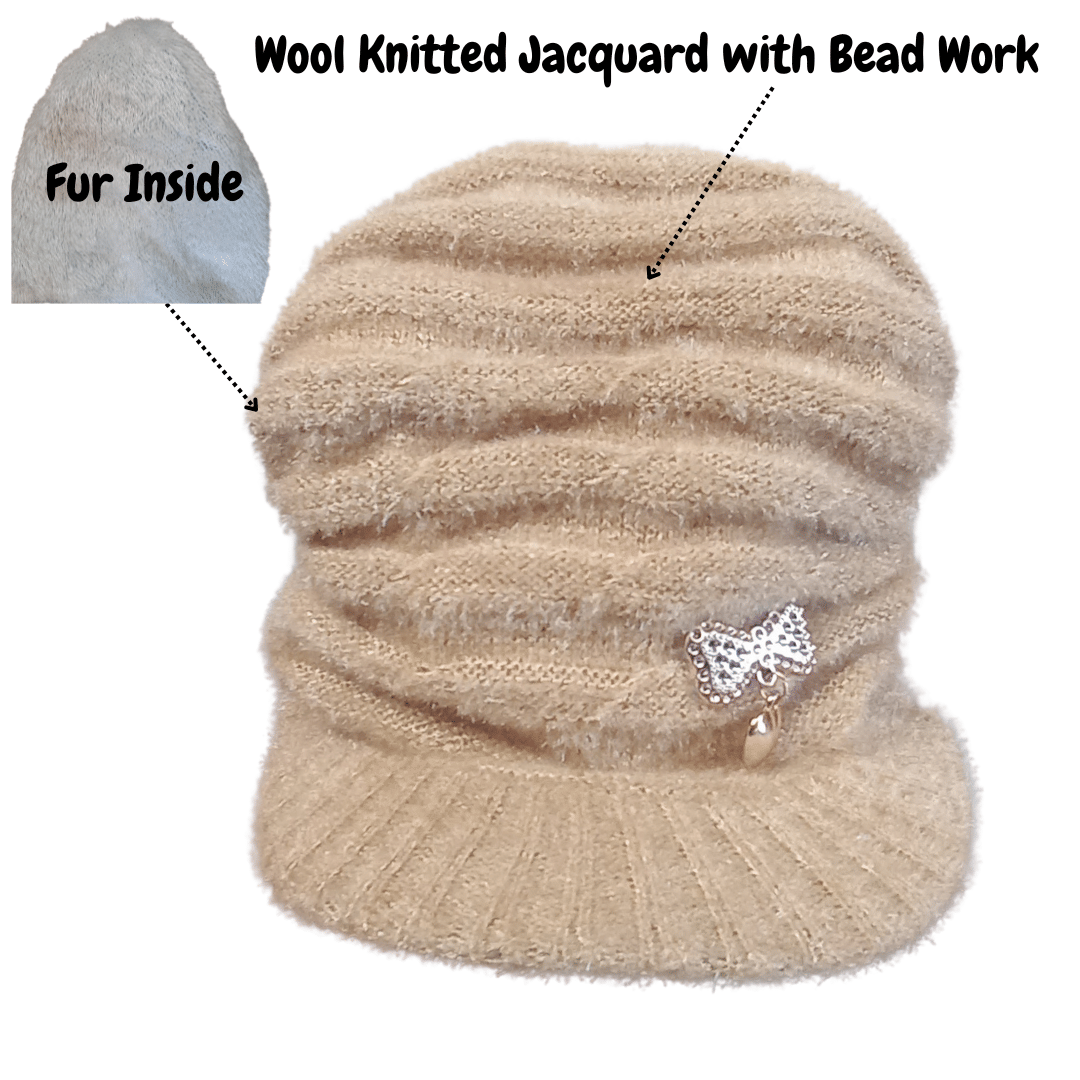     			HeteShe Beige Woollen Women's Hat ( Pack of 1 )