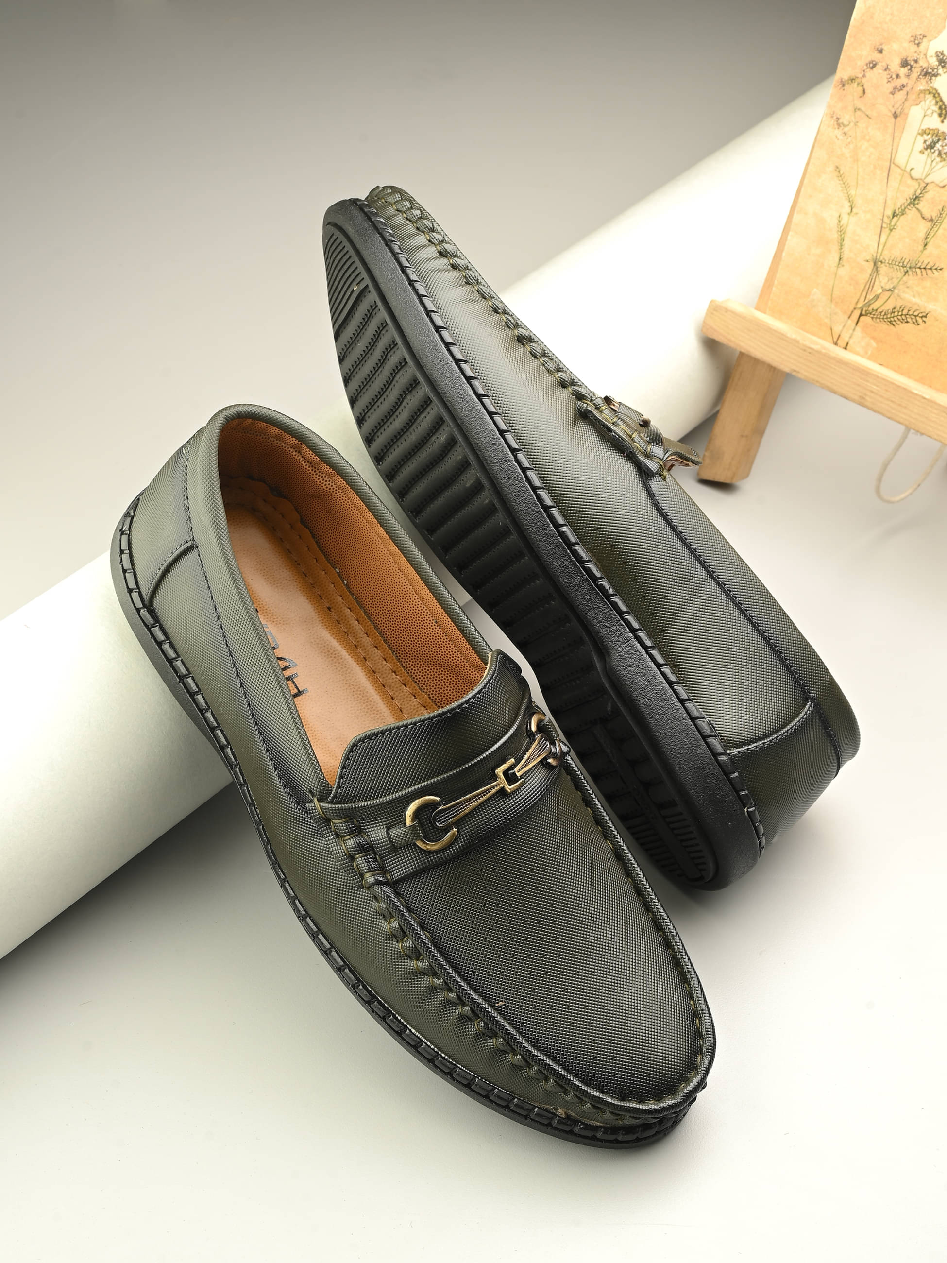     			IVRAH Olive Men's Slip On Formal Shoes