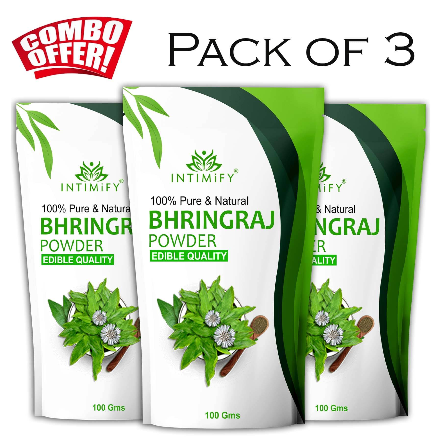 Intimify Bhringraj Powder for Hair Growth, Immunity Enhancer, Vitamins Powder-Pack of 3 Intimify Bhringraj Powder for Hair Growth, Immunity Enhancer, Vitamins Powder-Pack of 3
