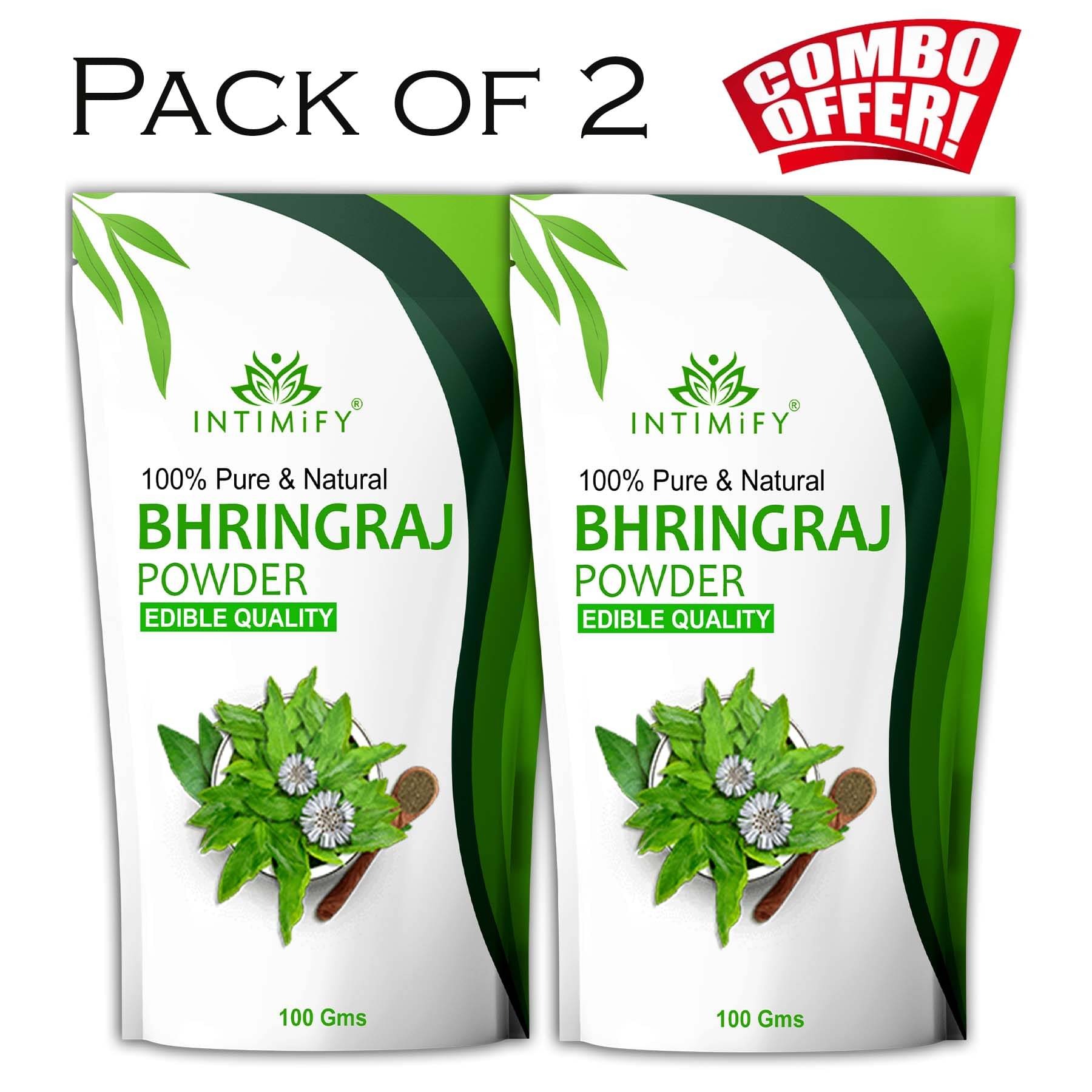 Intimify Bhringraj Powder, Anti Oxidant, Immunity Enhancer, Anti Dandruff -Pack of 2     			Intimify Bhringraj Powder, Anti Oxidant, Immunity Enhancer, Anti Dandruff -Pack of 2