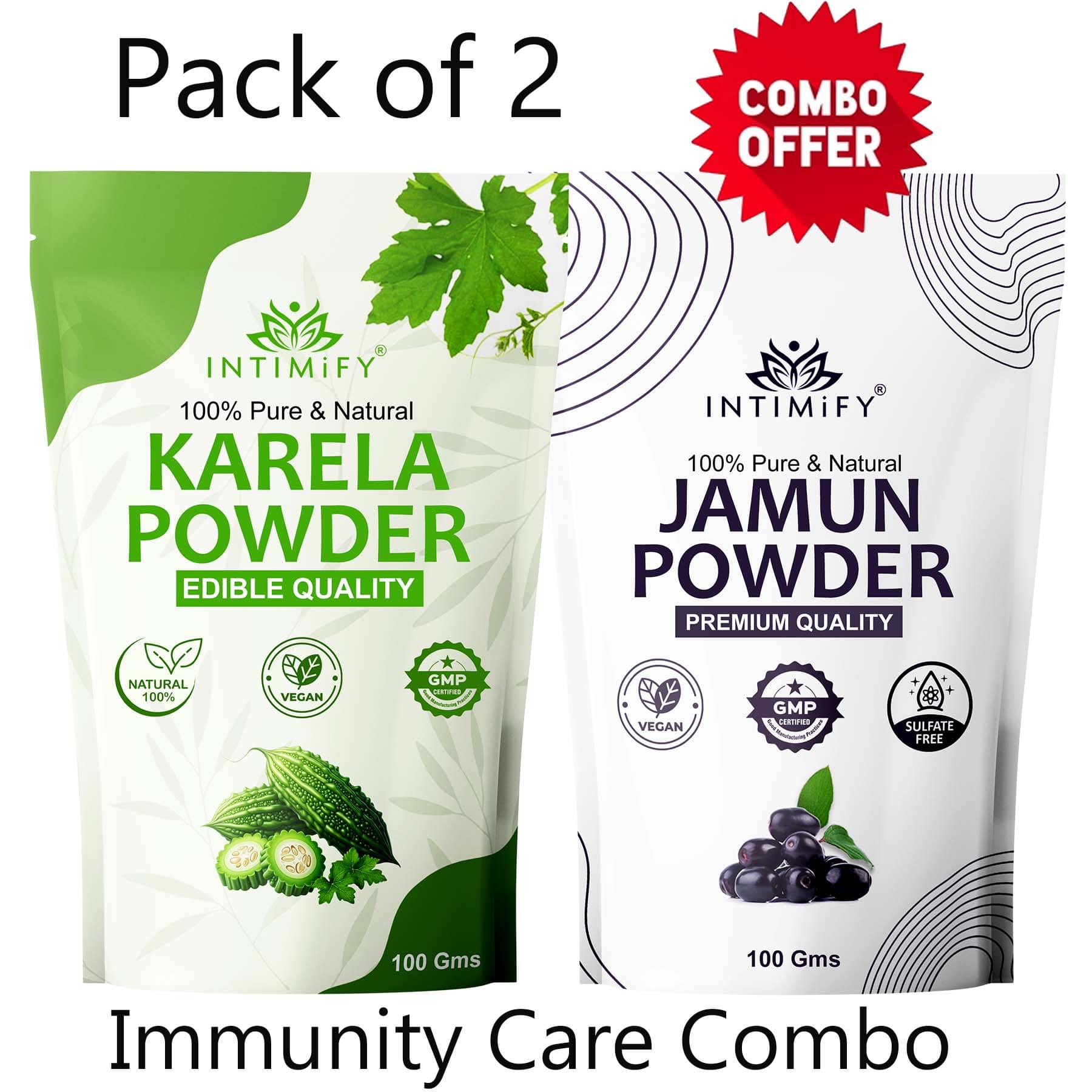     			Intimify Natural & Ayurvedic Karela Powder, Jamun Powder, Ayurvedic Supplement - Pack of 2