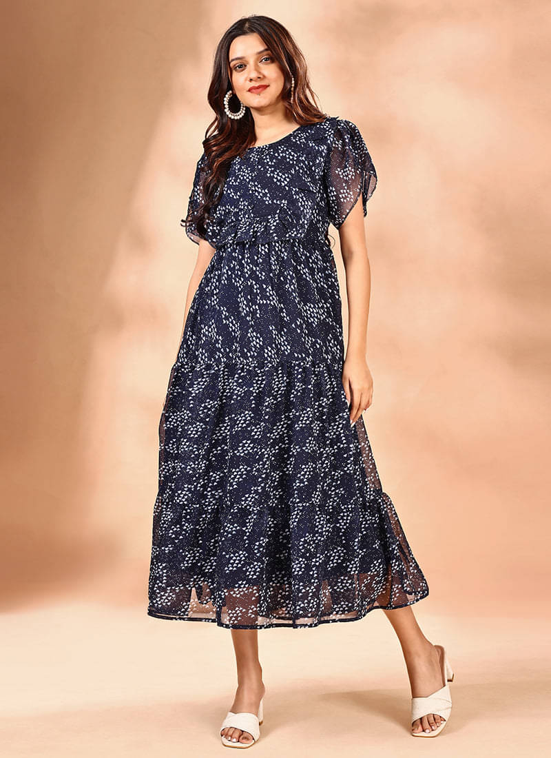     			JASH CREATION Women Polyester Printed Gown ( Blue )