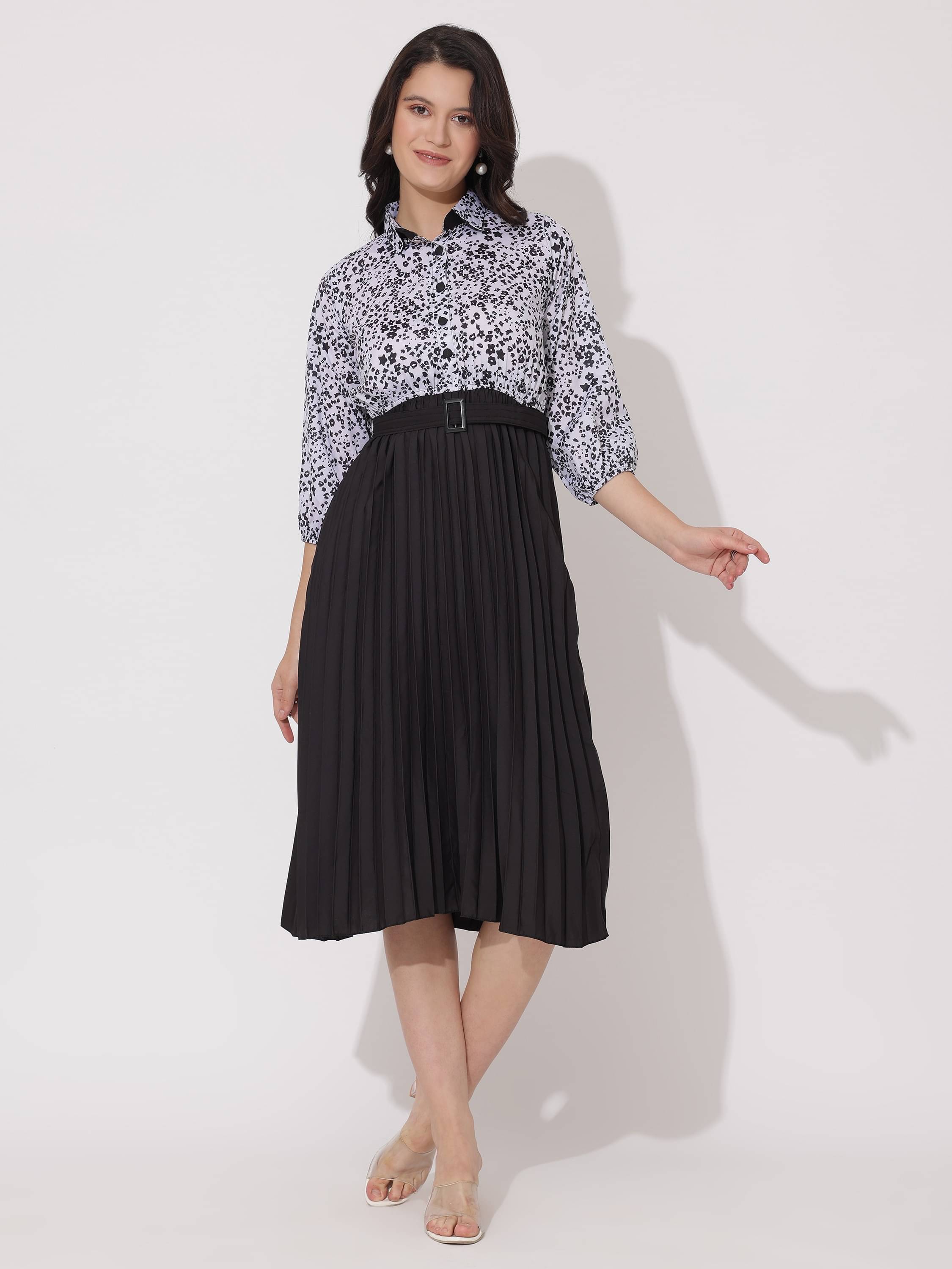 JASH CREATION Polyester Printed Midi Women's Fit & Flare Dress - Multi Color ( Pack of 1 ) JASH CREATION Polyester Printed Midi Women's Fit & Flare Dress - Multi Color ( Pack of 1 )