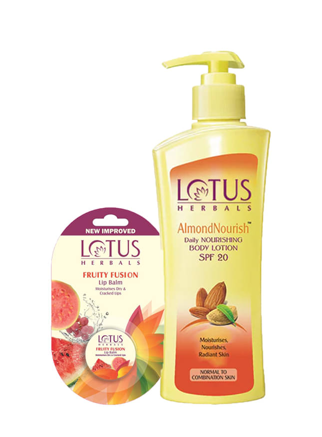 Lotus Herbals Winter Kit Almondnourish Body Lotion 250ml , Lip Balm-Fruity Fusion 5g (Pack of 2) Lotus Herbals Winter Kit Almondnourish Body Lotion 250ml , Lip Balm-Fruity Fusion 5g (Pack of 2)