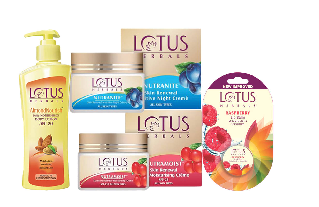 Lotus Herbals Winter Nutramoist 50g ,Nutranite 50g , Almondnourish Body Lotion 250ml ,Raspberry 5g (Pack of 4) Lotus Herbals Winter Nutramoist 50g ,Nutranite 50g , Almondnourish Body Lotion 250ml ,Raspberry 5g (Pack of 4)