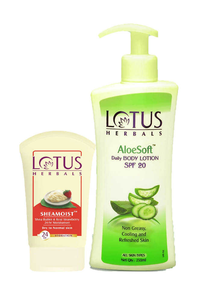     			Lotus Herbals Winter Kit Aloesoft Daily Body Lotion 250ml , Sheamoist 120g (Pack of 2)