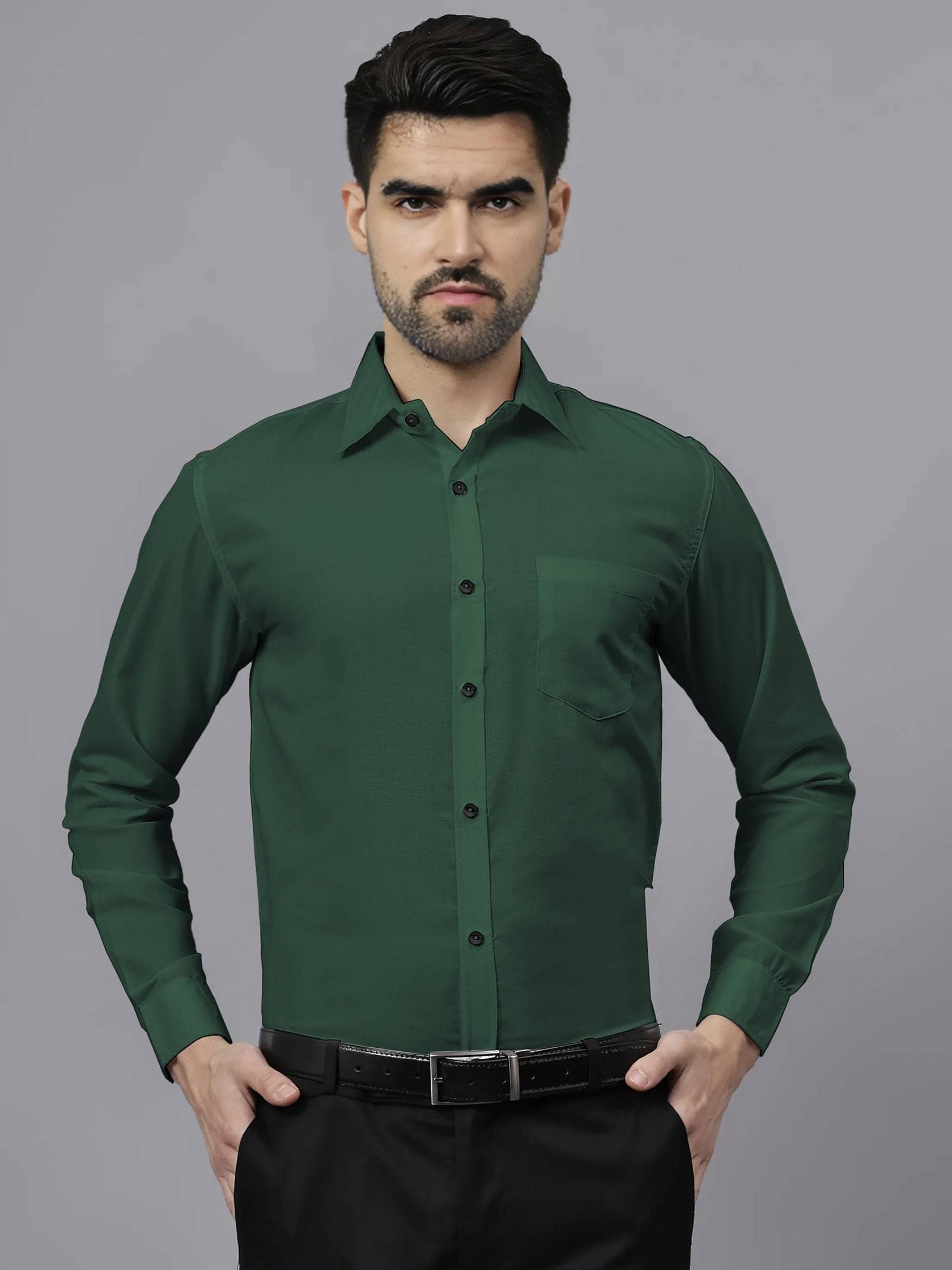 Navkanj Cotton Blend Slim Fit Full Sleeves Men's Formal Shirt - Green ( Pack of 1 ) Navkanj Cotton Blend Slim Fit Full Sleeves Men's Formal Shirt - Green ( Pack of 1 )
